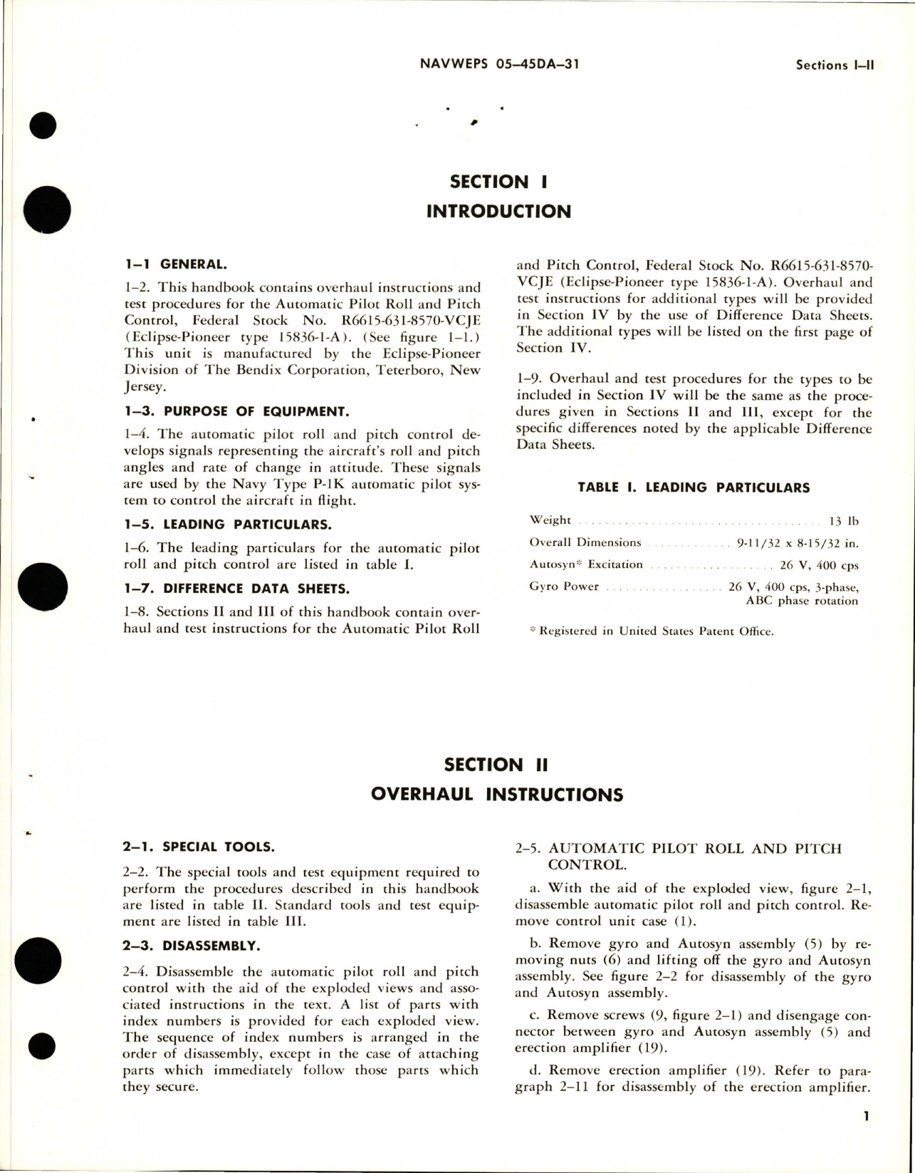 Sample page 7 from AirCorps Library document: Overhaul Instructions for Automatic Pilot Roll and Pitch Control - Part 15836-1-A 