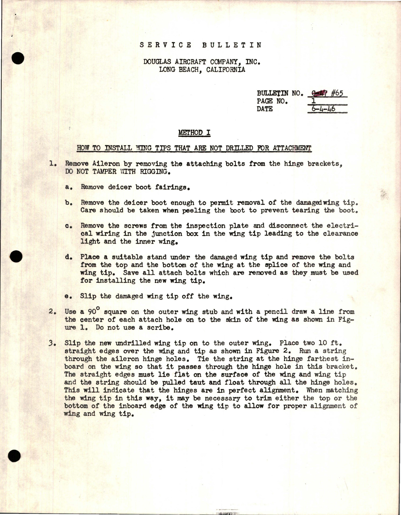 Sample page 1 from AirCorps Library document: How to Install Wing Tips that are not Drilled for Attachment