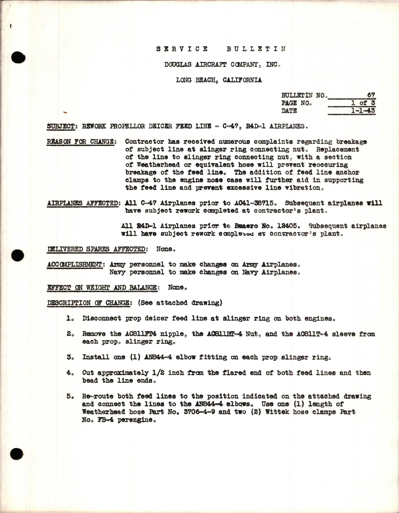 Sample page 1 from AirCorps Library document: Rework Propeller Deicer Feed Line