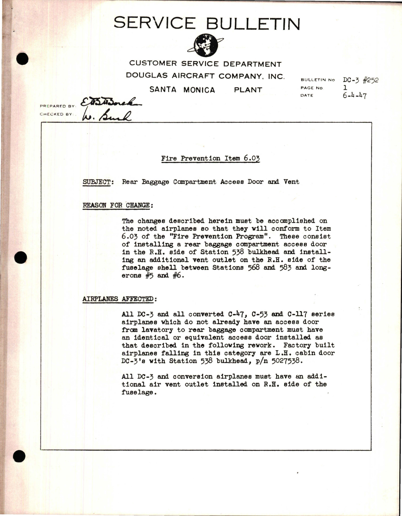 Sample page 1 from AirCorps Library document: Rear Baggage Compartment Access Door Vent