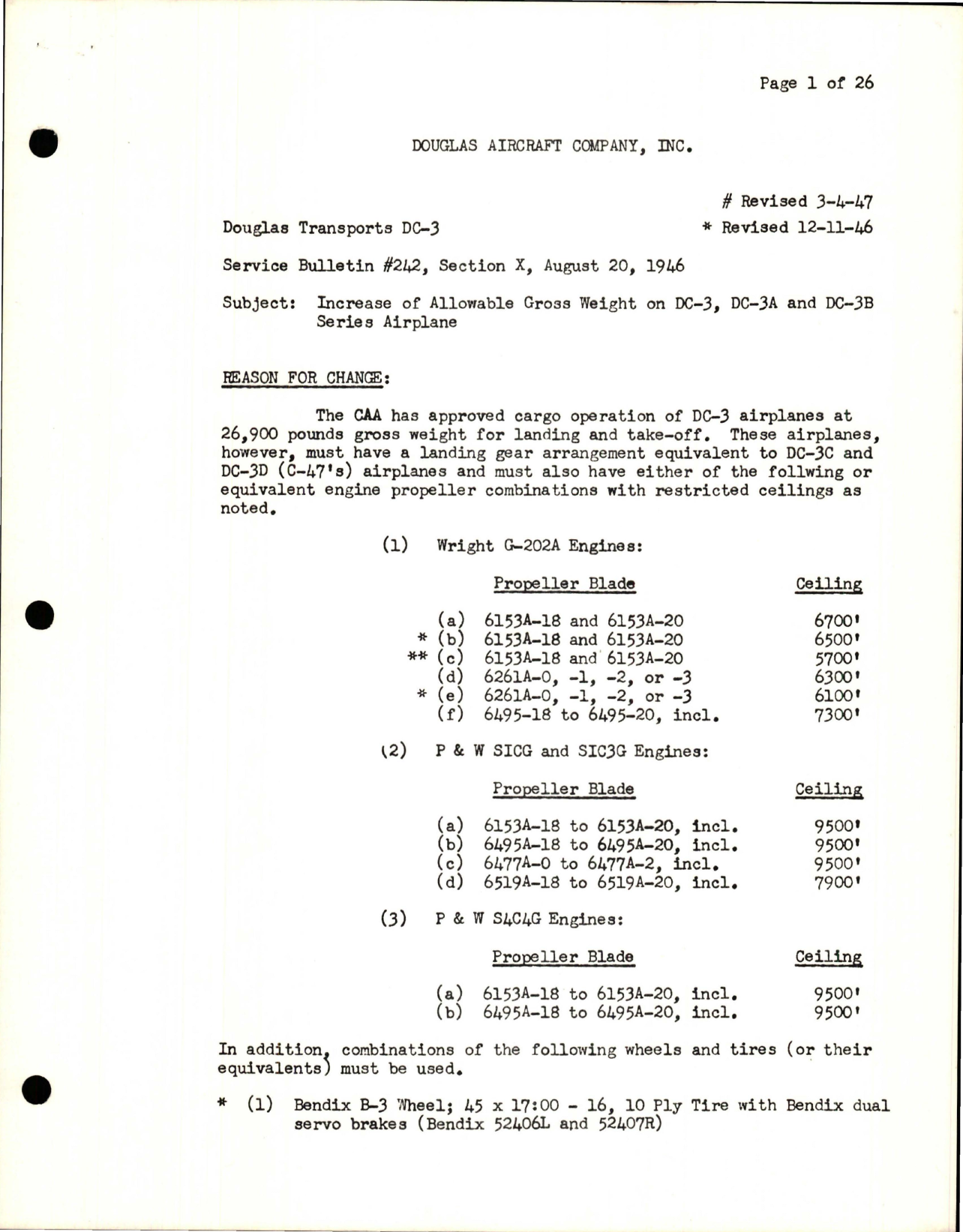Sample page 1 from AirCorps Library document: Increase of Allowable Gross Weight on DC-3
