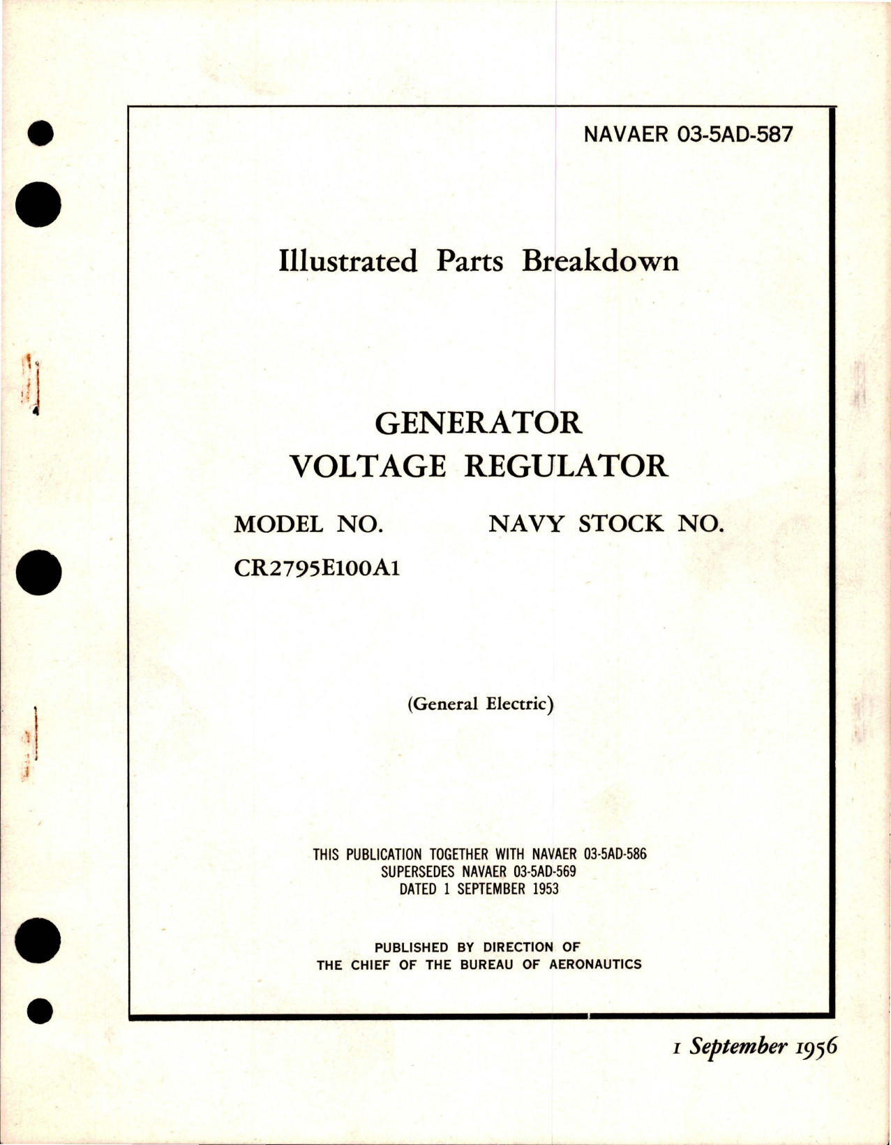 Sample page 1 from AirCorps Library document: Illustrated Parts Breakdown for Generator Voltage Regulator - Model CR2795E100A1 