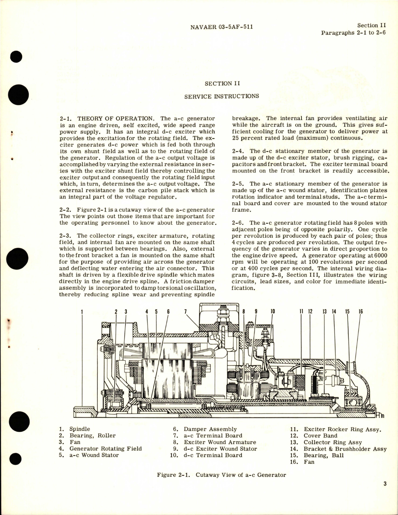 Sample page 5 from AirCorps Library document: Service and Overhaul Instructions for AC Generator - Model A50J231-1