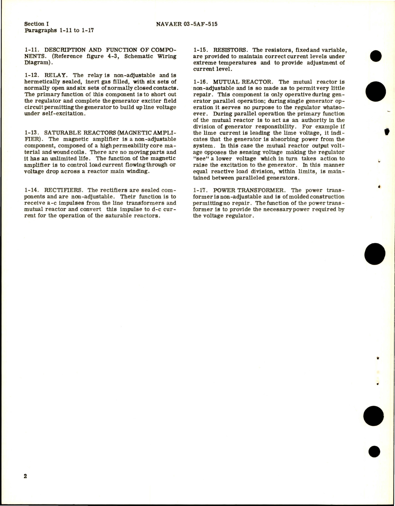 Sample page 6 from AirCorps Library document: Operation, Service and Overhaul Instructions for Voltage Regulator - Static Type - Part A40A1750