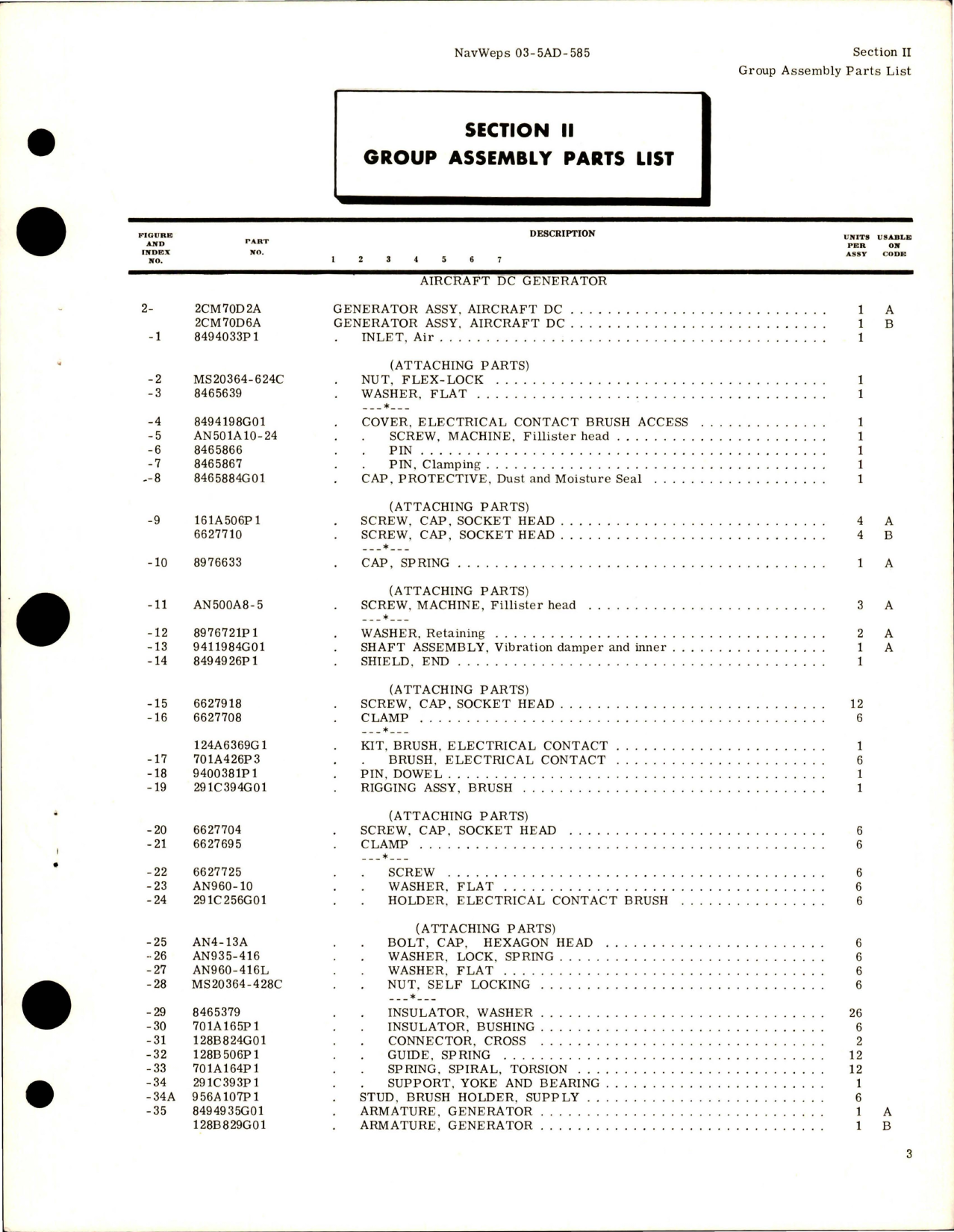 Sample page 5 from AirCorps Library document: Illustrated Parts Breakdown for DC Generator - Model 2CM70D2A and 2CM70D6A 