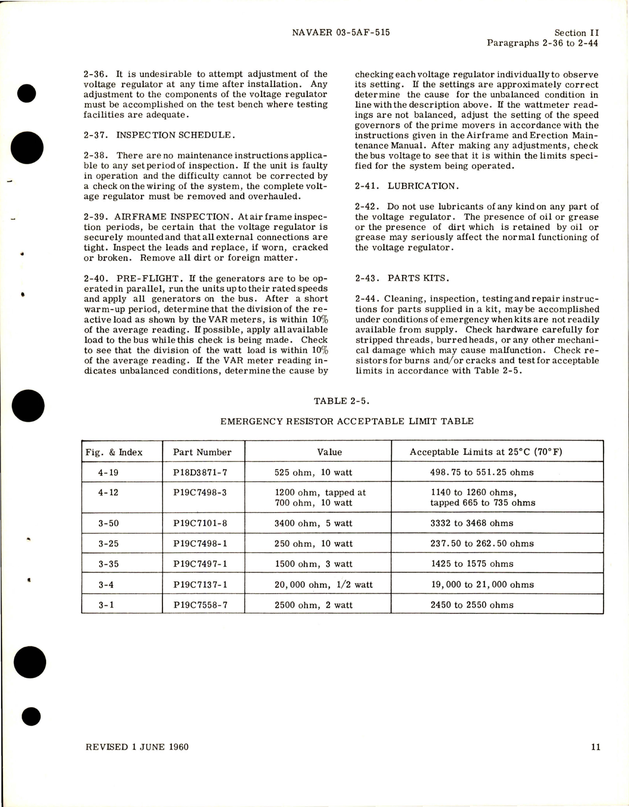 Sample page 5 from AirCorps Library document: Operation, Service and Overhaul Instructions for Voltage Regulator Static Type - Part A40A1750