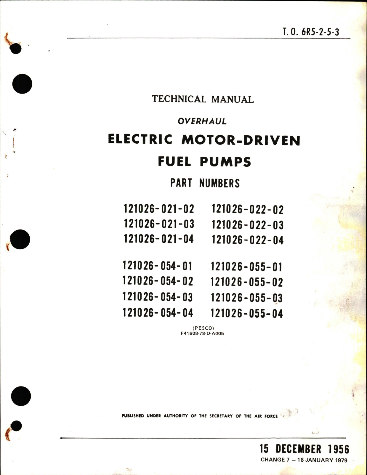 Sample page 1 from AirCorps Library document: Overhaul for Electric Motor Driven Fuel Pumps