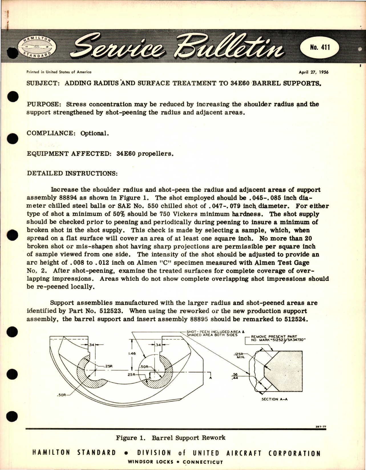 Sample page 1 from AirCorps Library document: Adding Radius and Surface Treatment to 34E60 Barrel Supports
