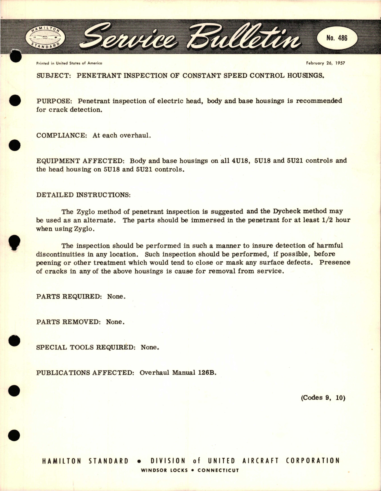 Sample page 1 from AirCorps Library document: Penetrant Inspection of Constant Speed Control Housings