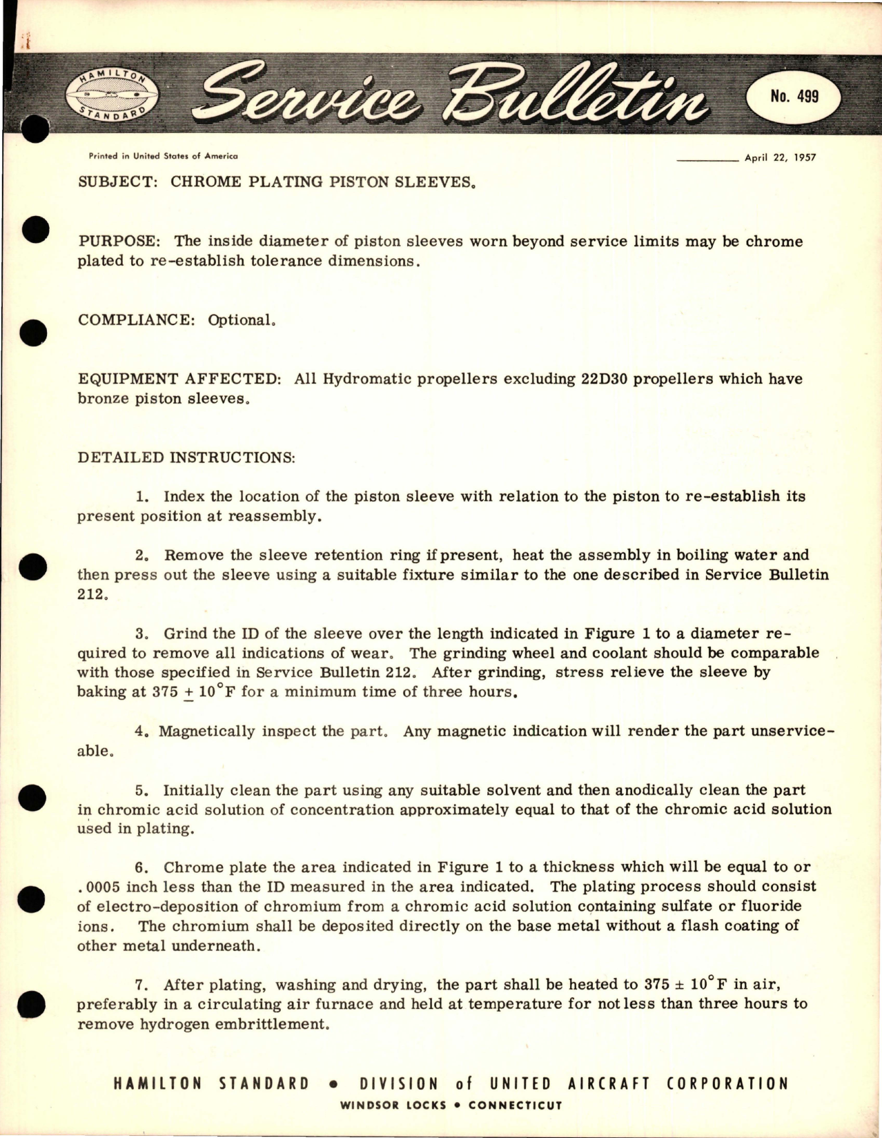 Sample page 1 from AirCorps Library document: Chrome Plating Piston Sleeves