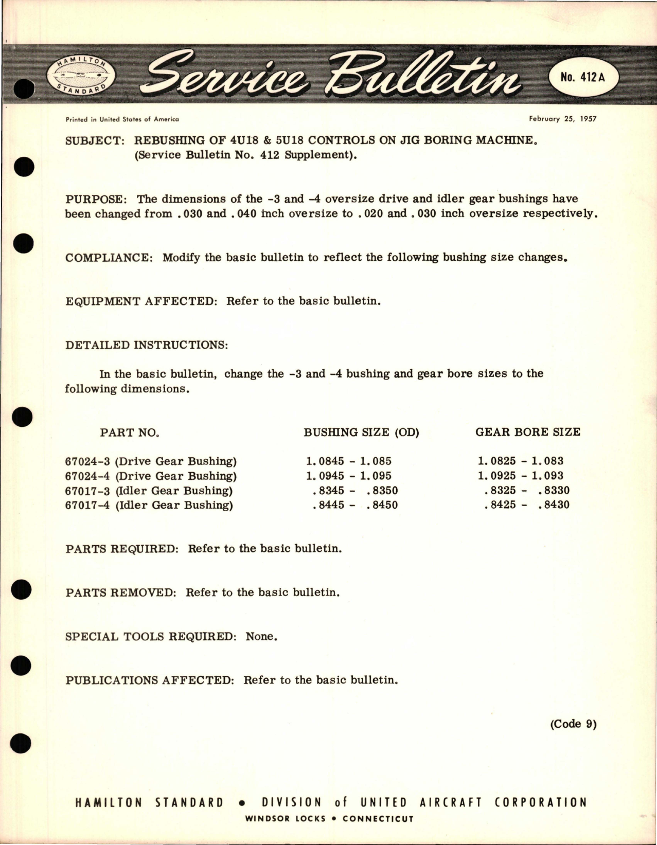Sample page 1 from AirCorps Library document: Rebushing of 4U18 and 5U18 Controls on Jig Boring Machine