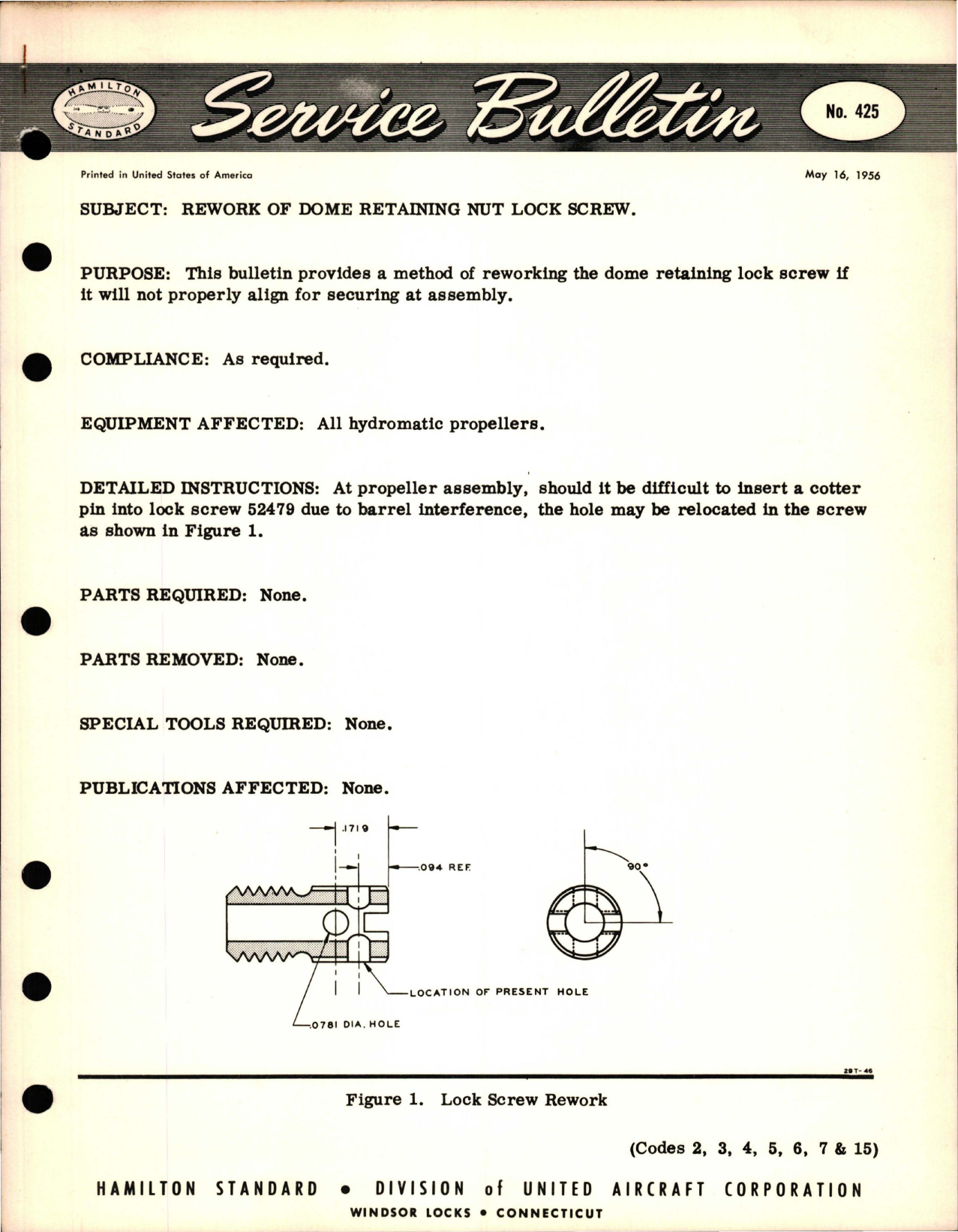 Sample page 1 from AirCorps Library document: Rework of Dome Retaining Nut Lock Screw