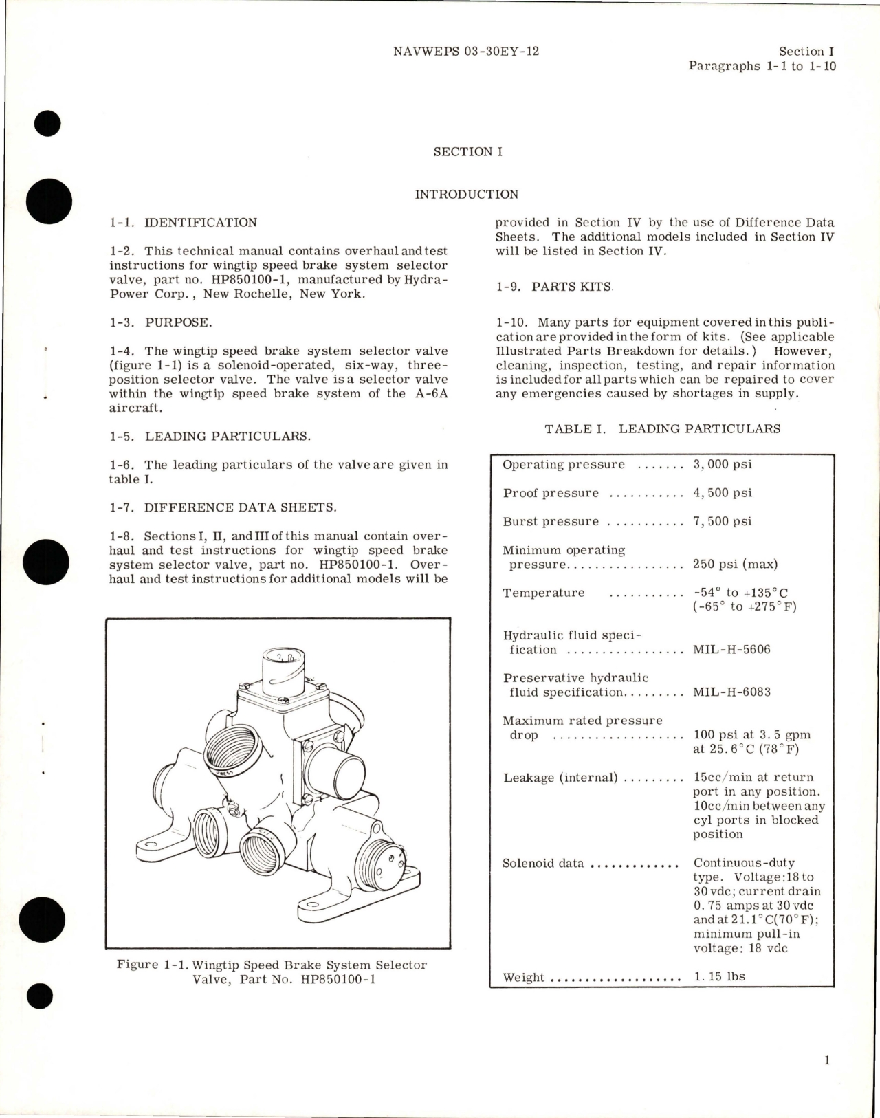 Sample page 5 from AirCorps Library document: Overhaul Instructions for Wingtip Speed Brake System Selector Valve - Part HP 850100-1