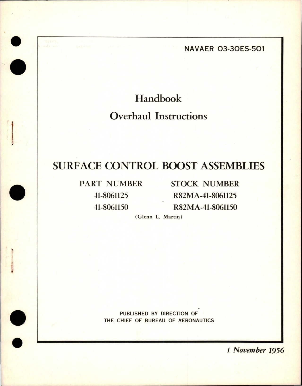Sample page 1 from AirCorps Library document: Overhaul Instructions for Surface Control Boost Assembly - Parts 41-8061125 and 41-8061150