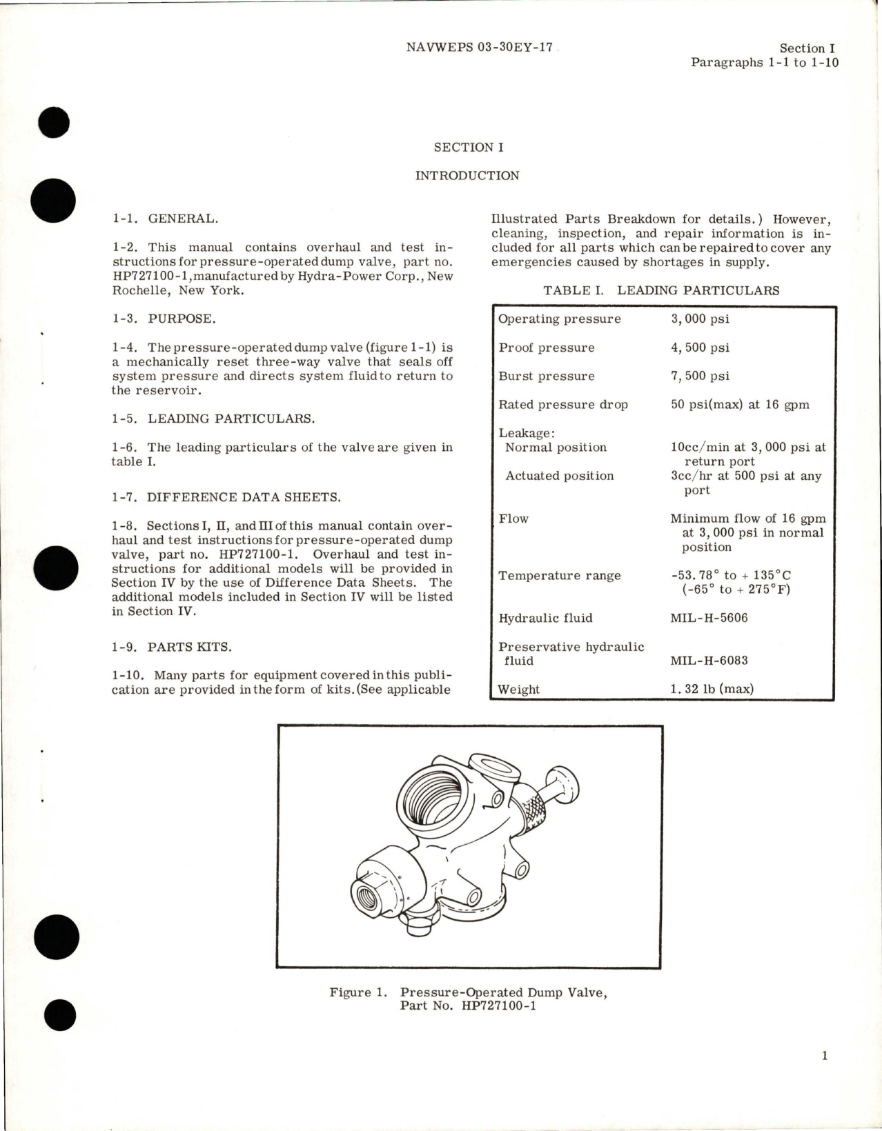 Sample page 5 from AirCorps Library document: Overhaul Instructions for Pressure Operated Dump Valve - Part HP 727100-1