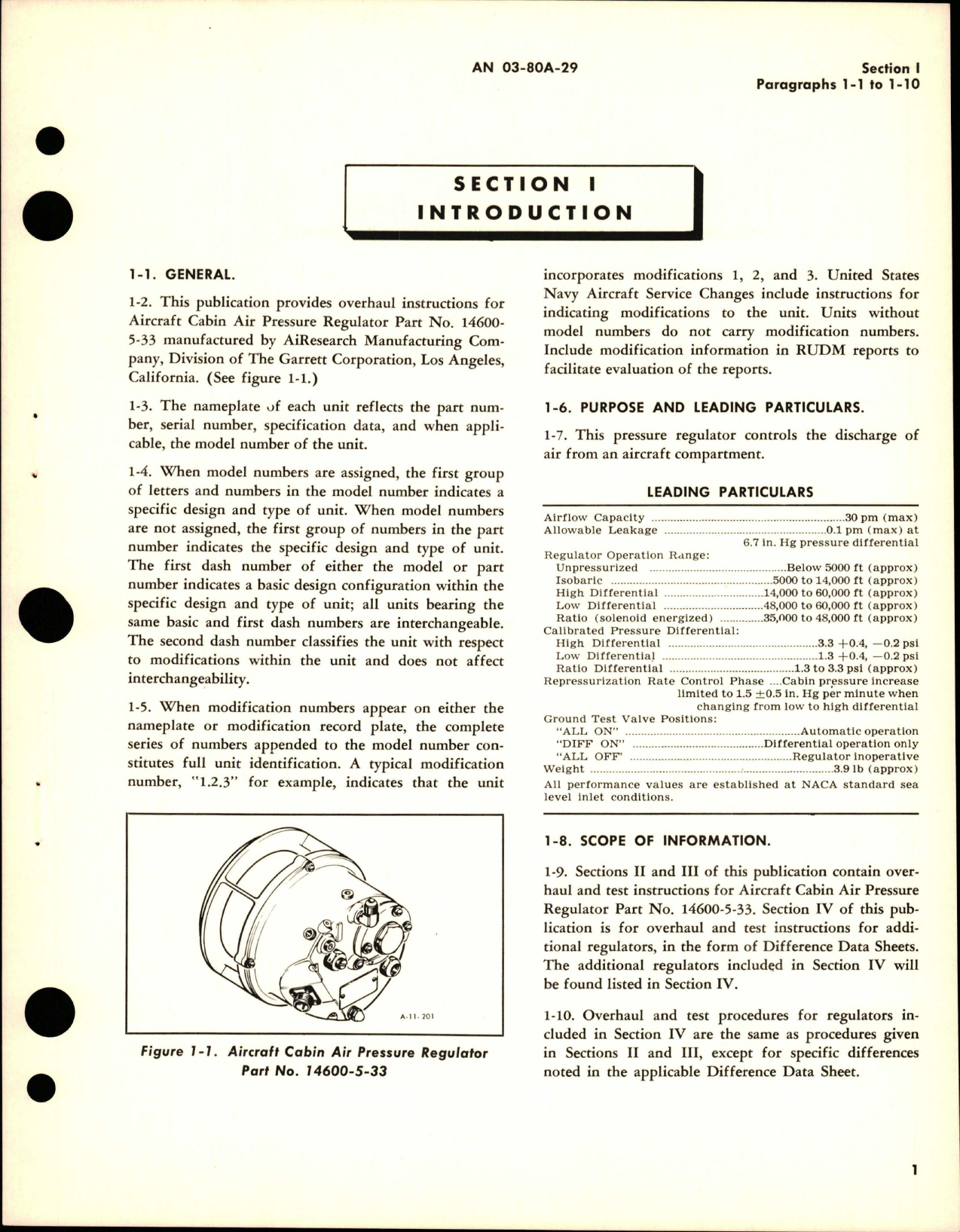 Sample page 5 from AirCorps Library document: Overhaul Instructions for Aircraft Cabin Air Pressure Regulators - Parts 14600-5-33 and 14600-5-33-3 - Model CPR1-8