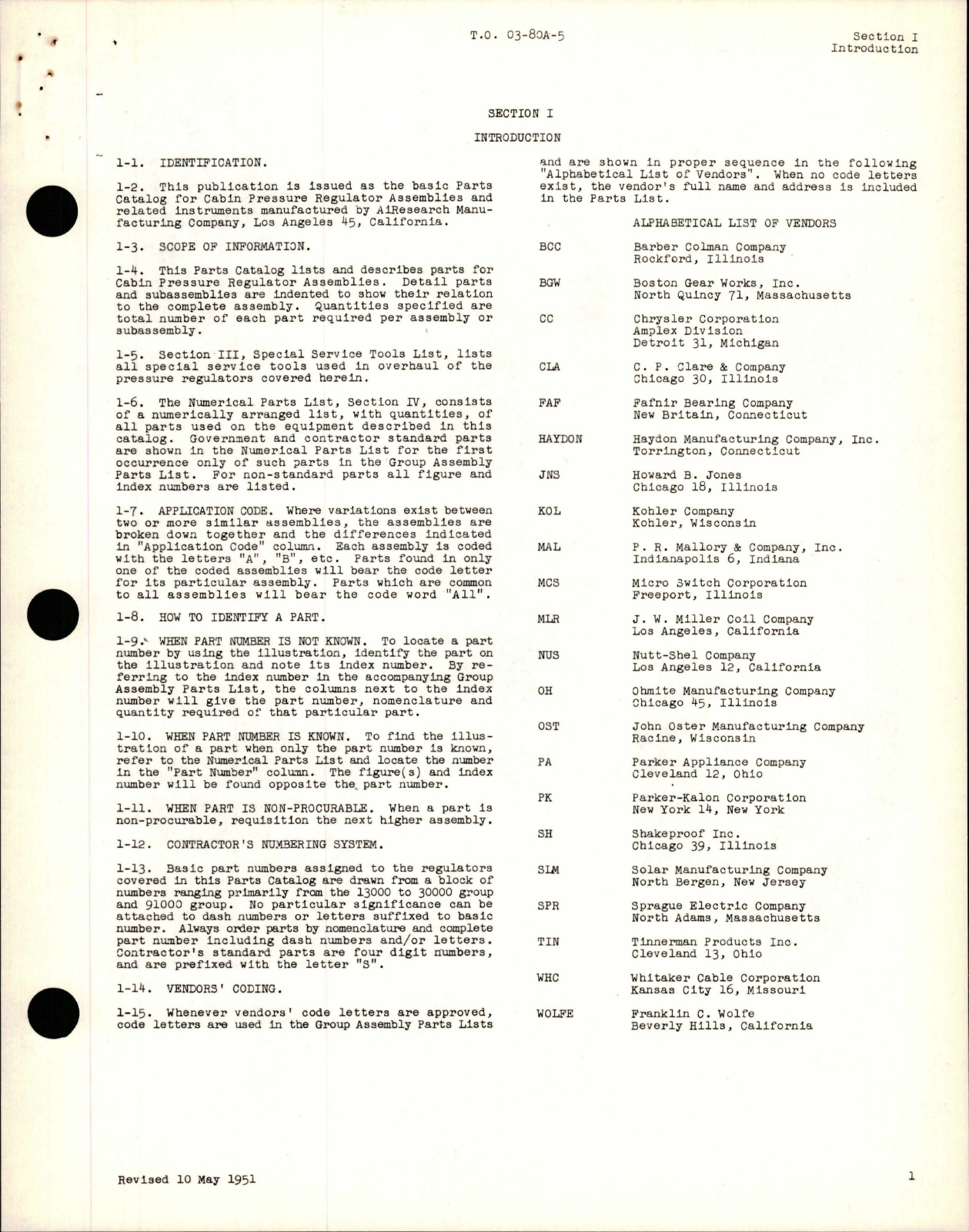 Sample page 5 from AirCorps Library document: Parts Catalog for Cabin Pressure Regulators