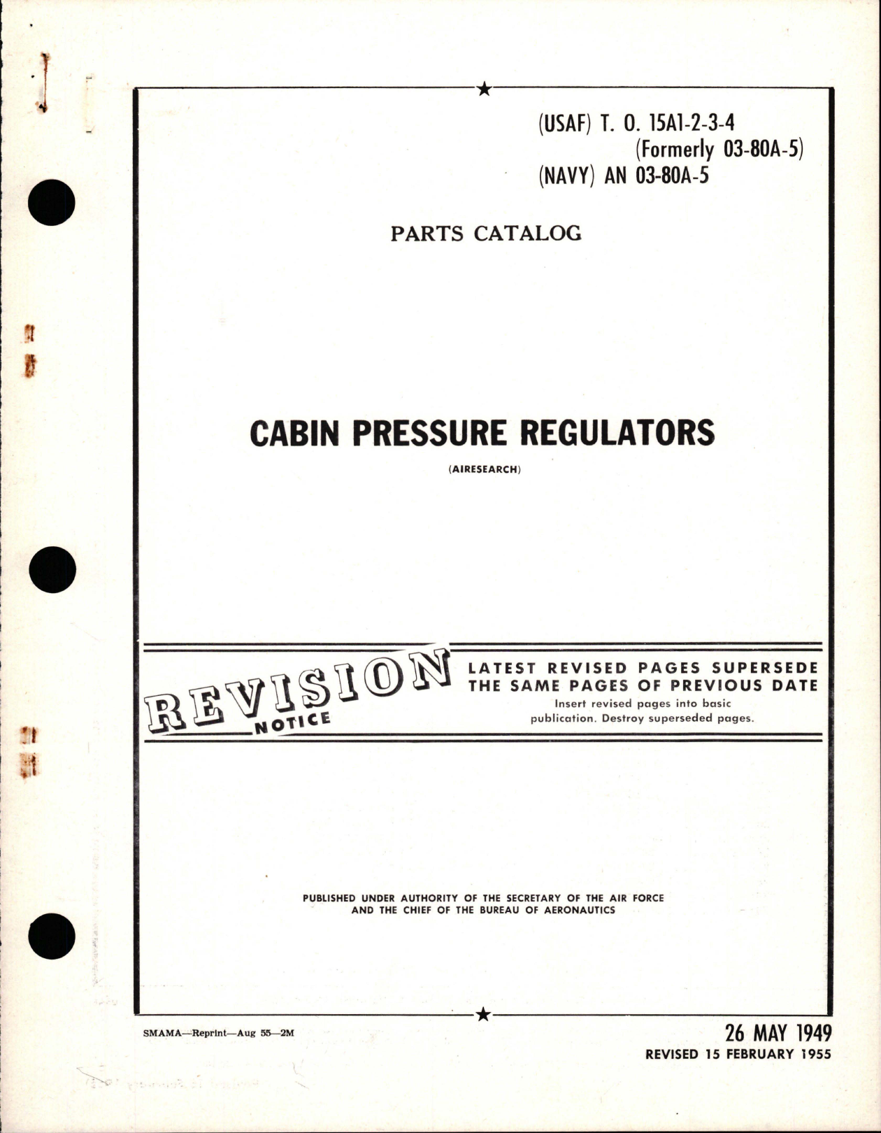 Sample page 1 from AirCorps Library document: Parts Catalog for Cabin Pressure Regulators