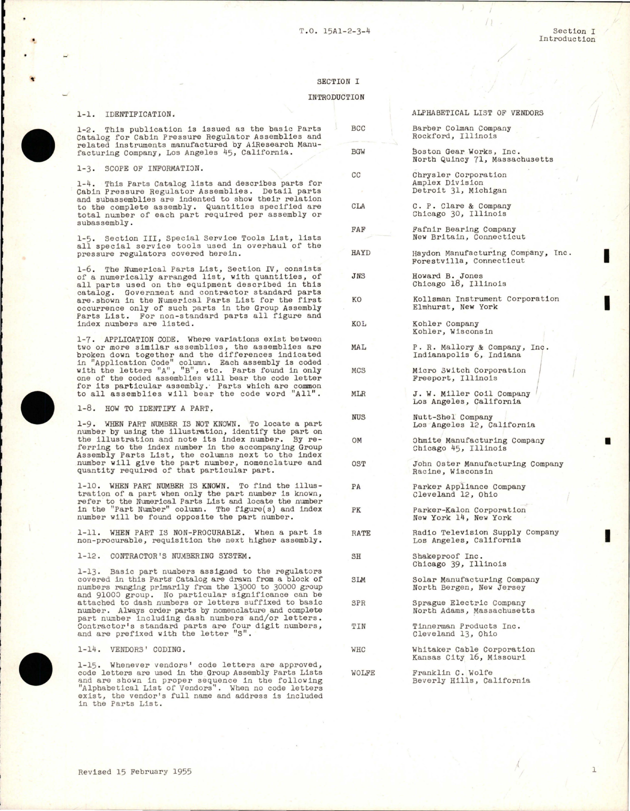 Sample page 5 from AirCorps Library document: Parts Catalog for Cabin Pressure Regulators