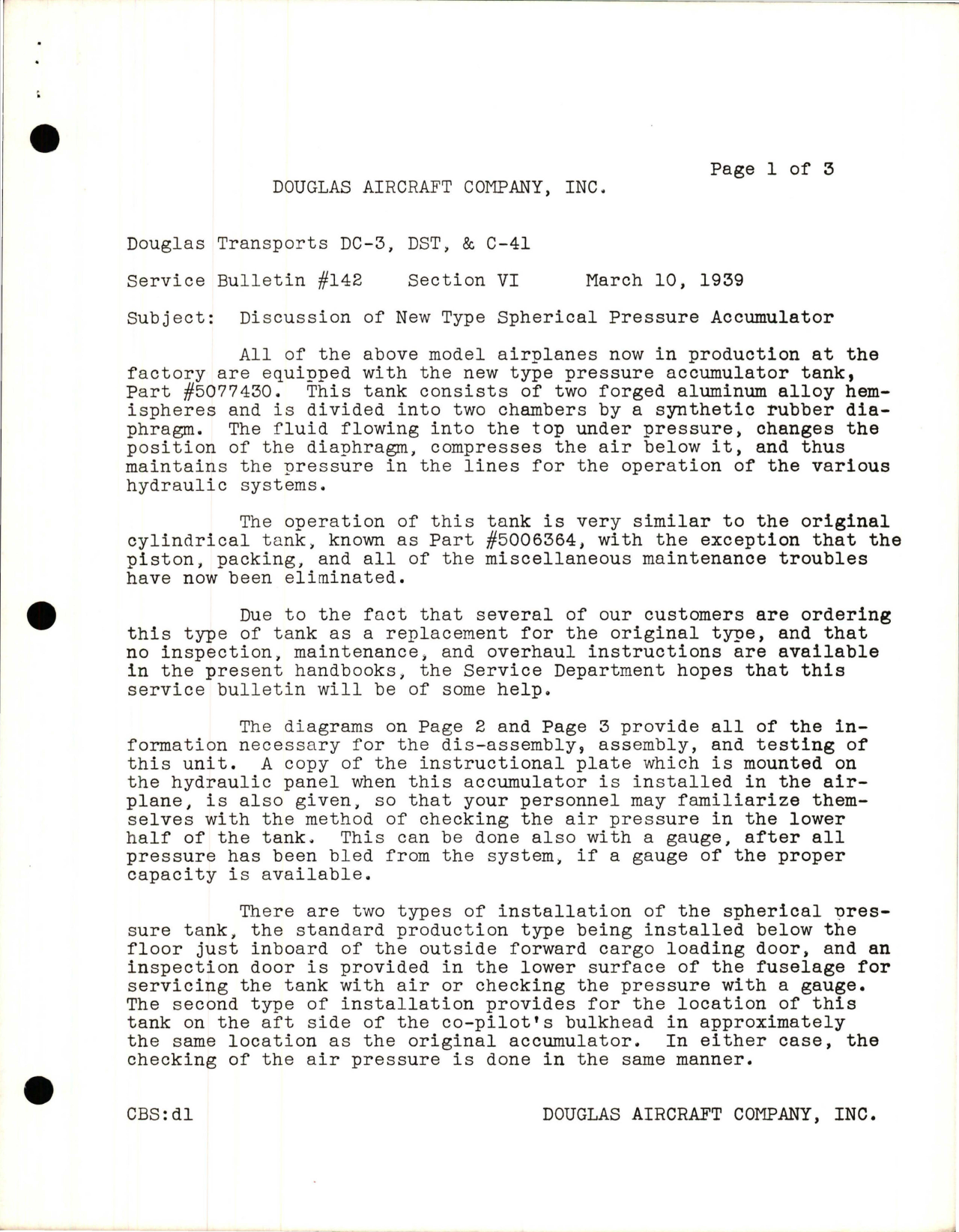 Sample page 1 from AirCorps Library document: Discussion of New Type Spherical Pressure Accumulator