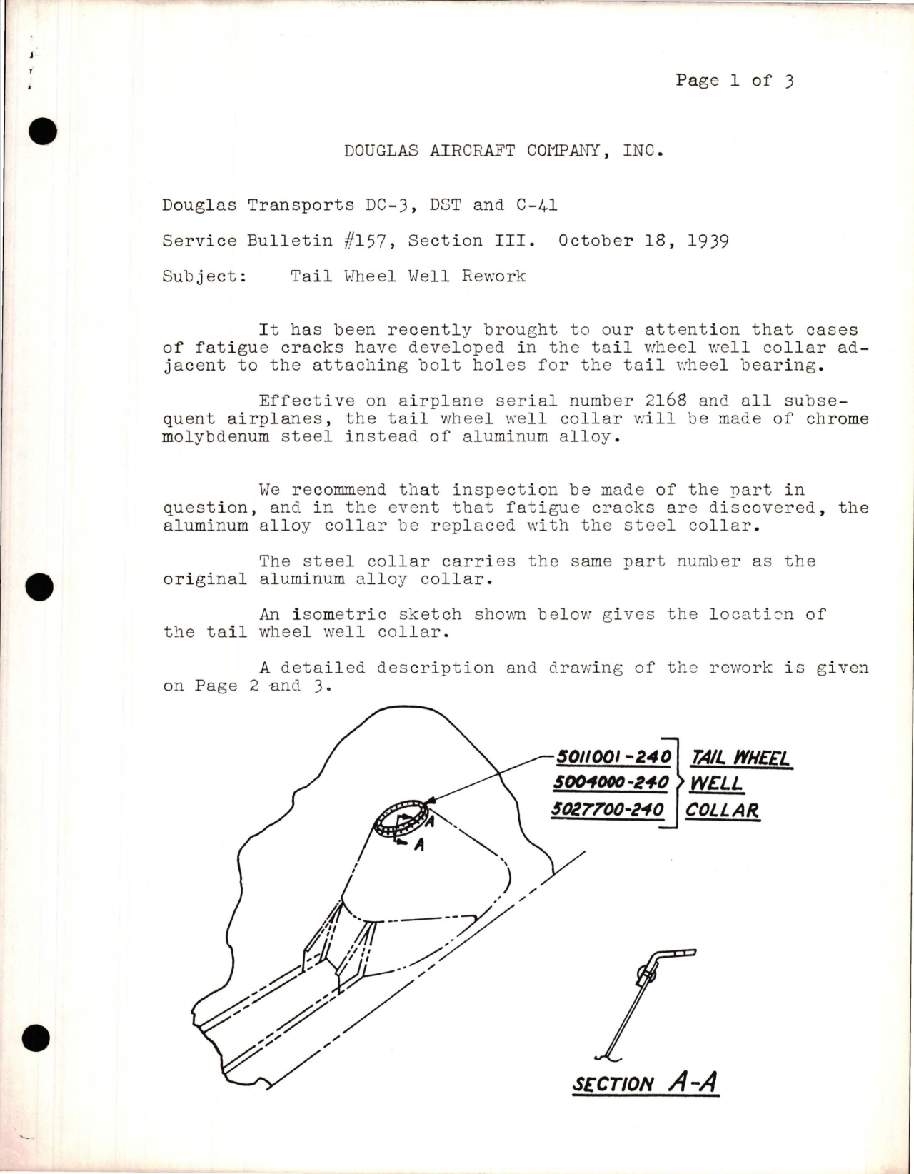 Sample page 1 from AirCorps Library document: Tail Wheel Well Rework