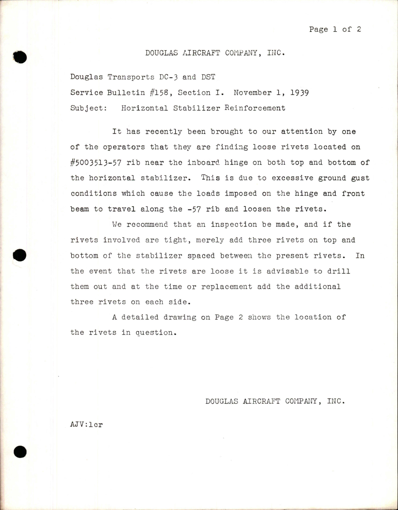 Sample page 1 from AirCorps Library document: Horizontal Stabilizer Reinforcement