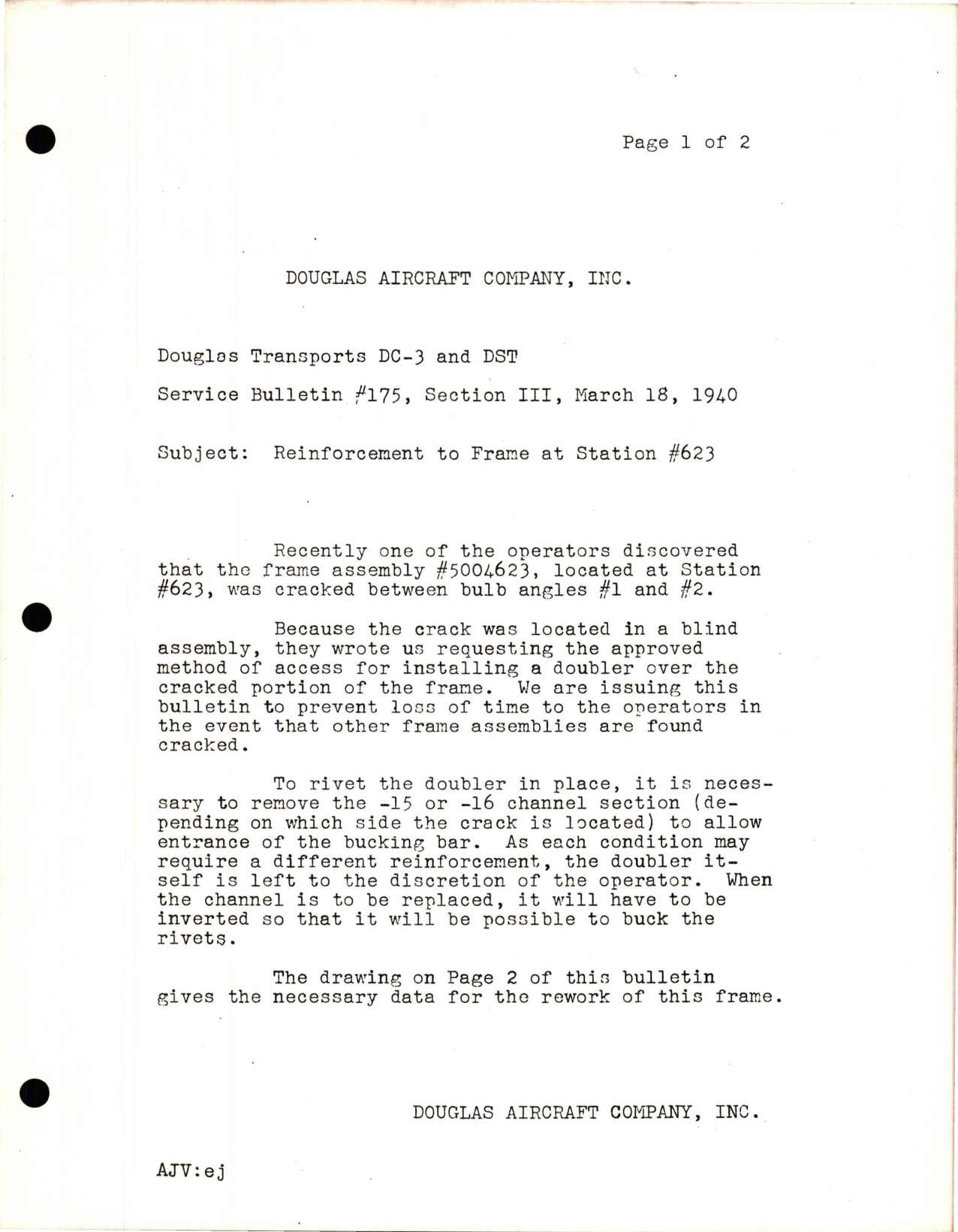 Sample page 1 from AirCorps Library document: Reinforcement to Frame at Station #623