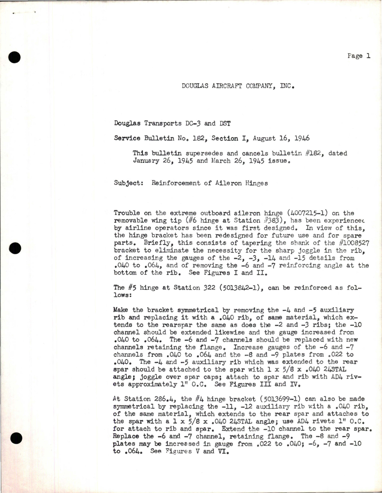 Sample page 1 from AirCorps Library document: Reinforcement of Aileron Hinges