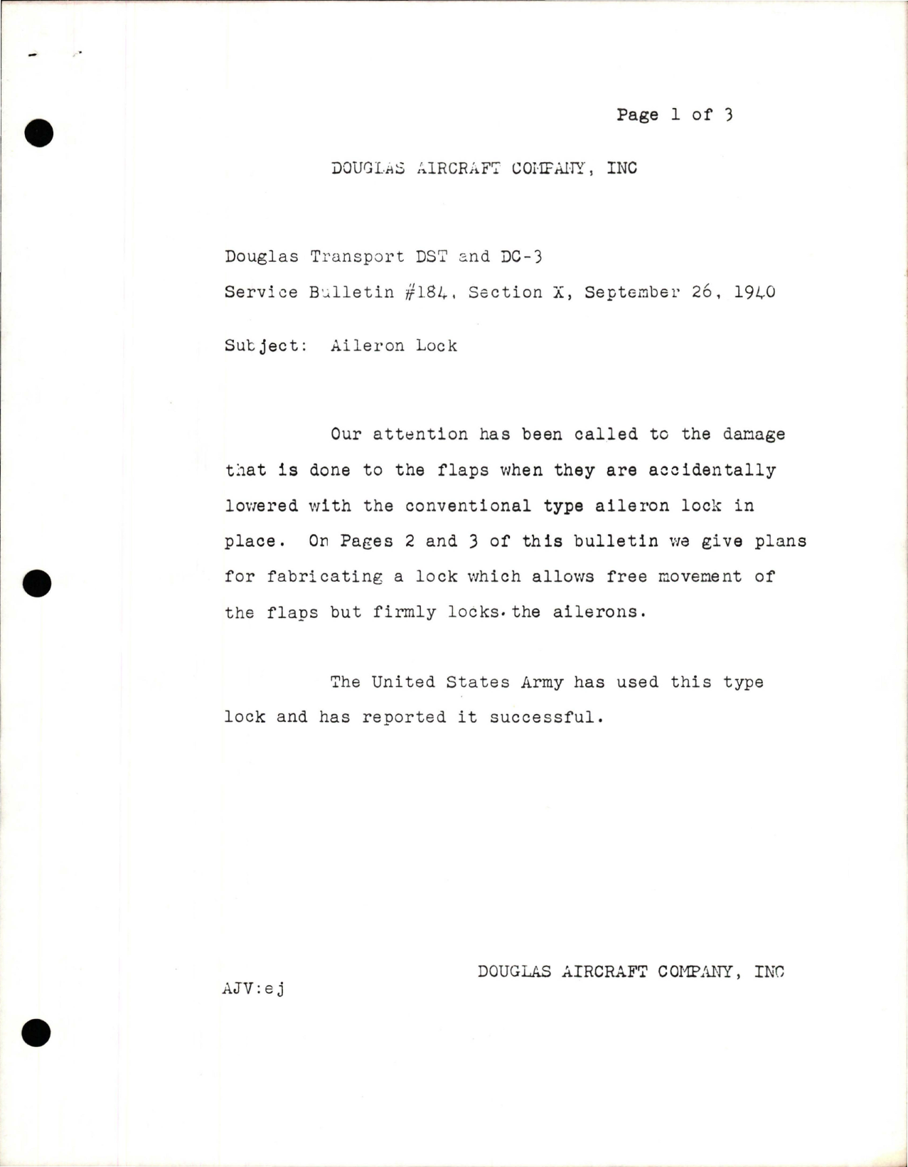 Sample page 1 from AirCorps Library document: Aileron Lock