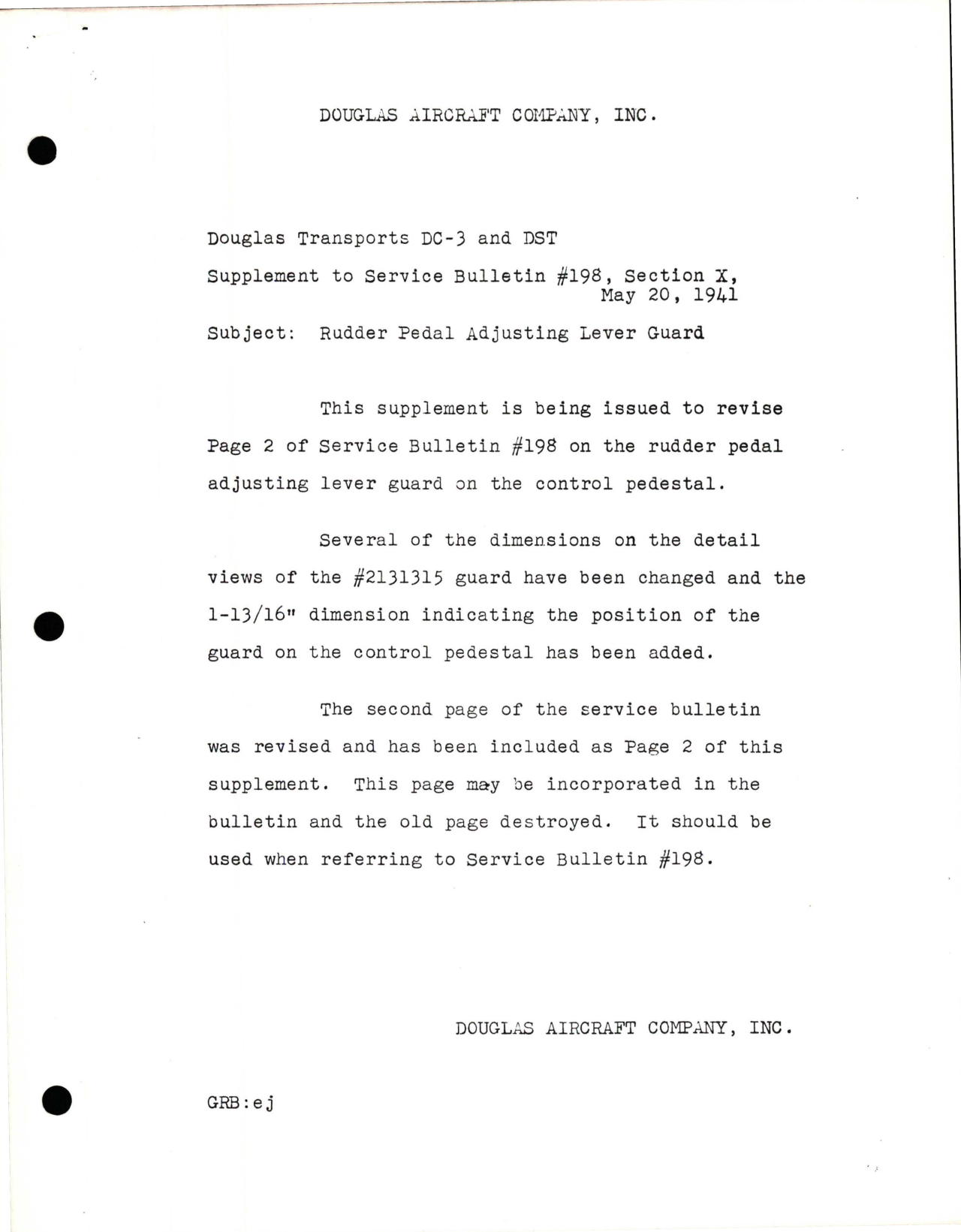 Sample page 1 from AirCorps Library document: Rudder Pedal Adjusting Lever Guard