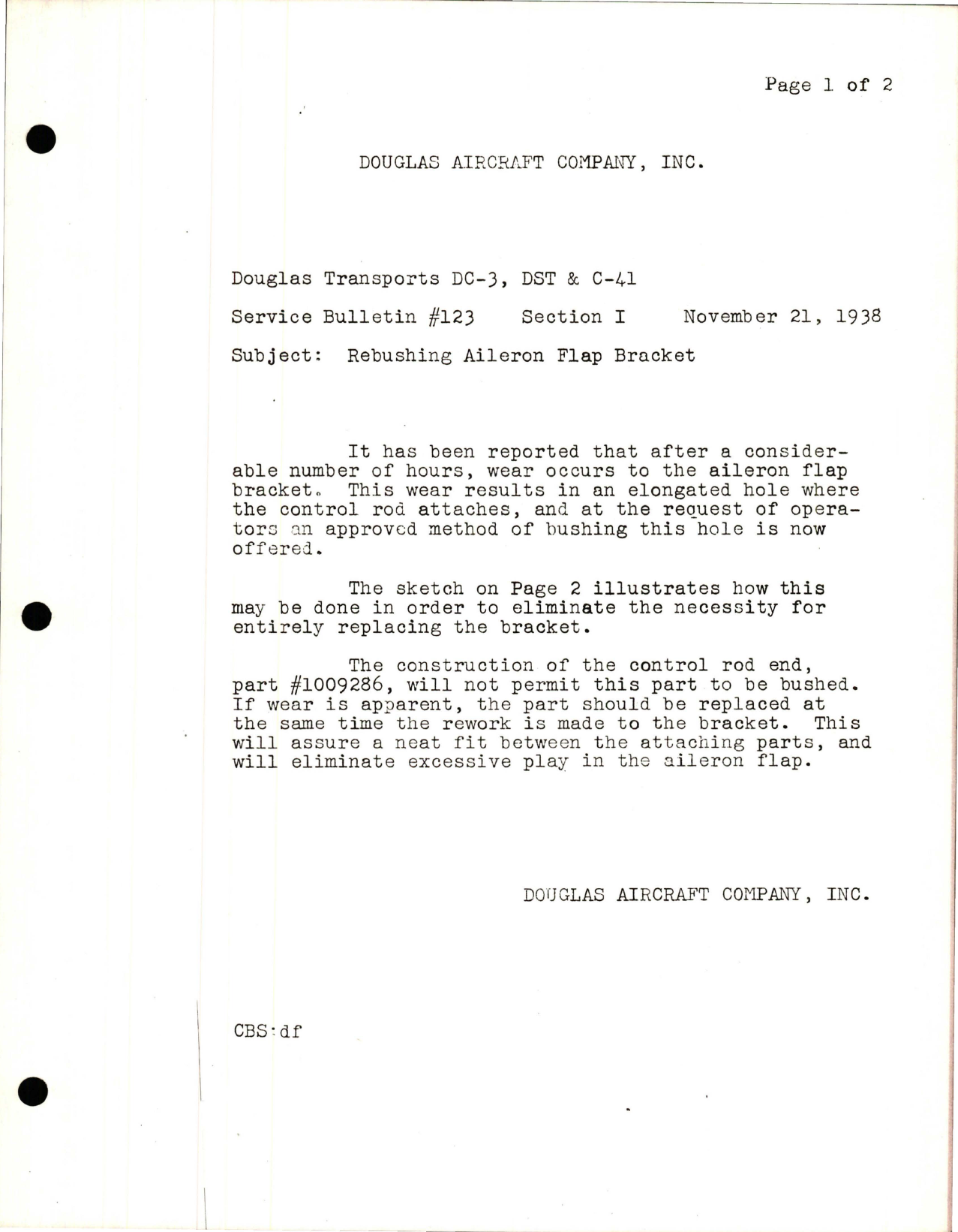 Sample page 1 from AirCorps Library document: Rebushing Aileron Flap Bracket