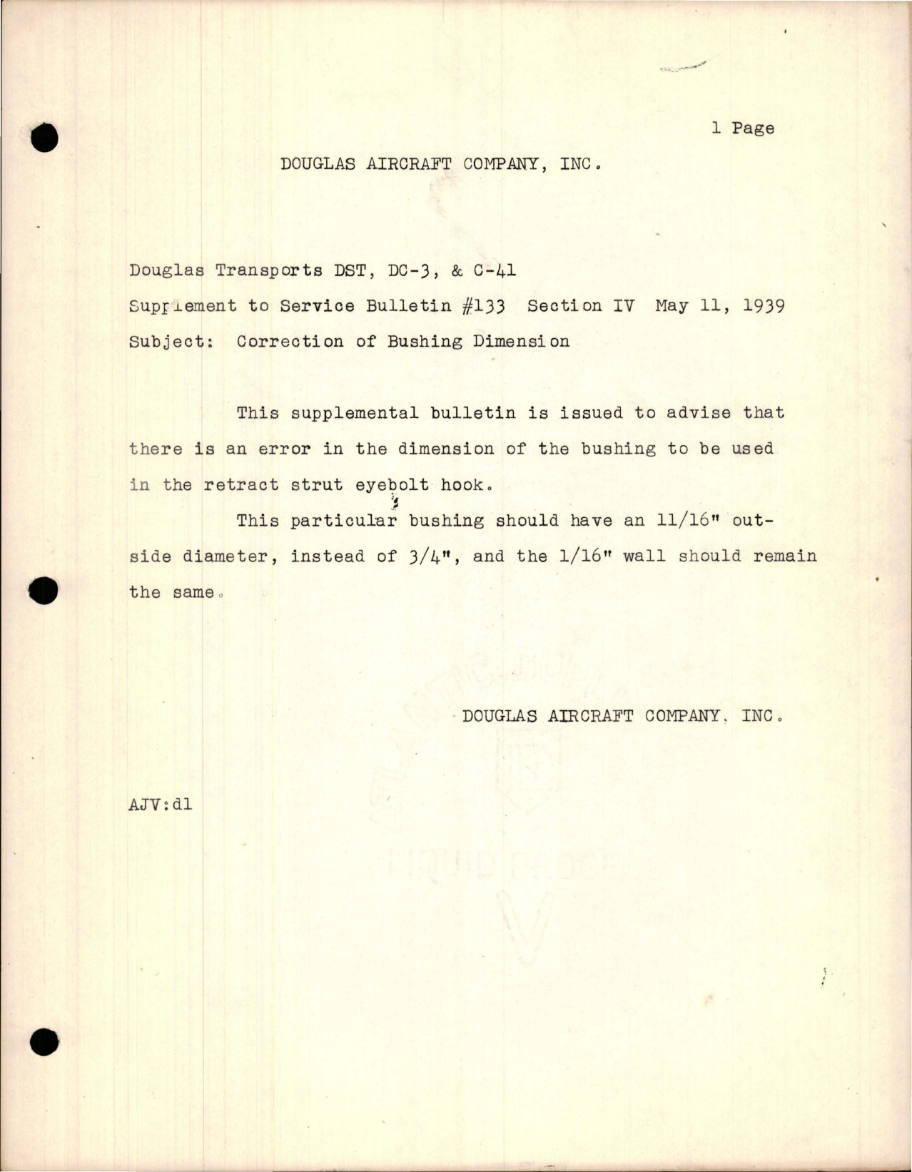 Sample page 1 from AirCorps Library document: Correction of Bushing Dimension