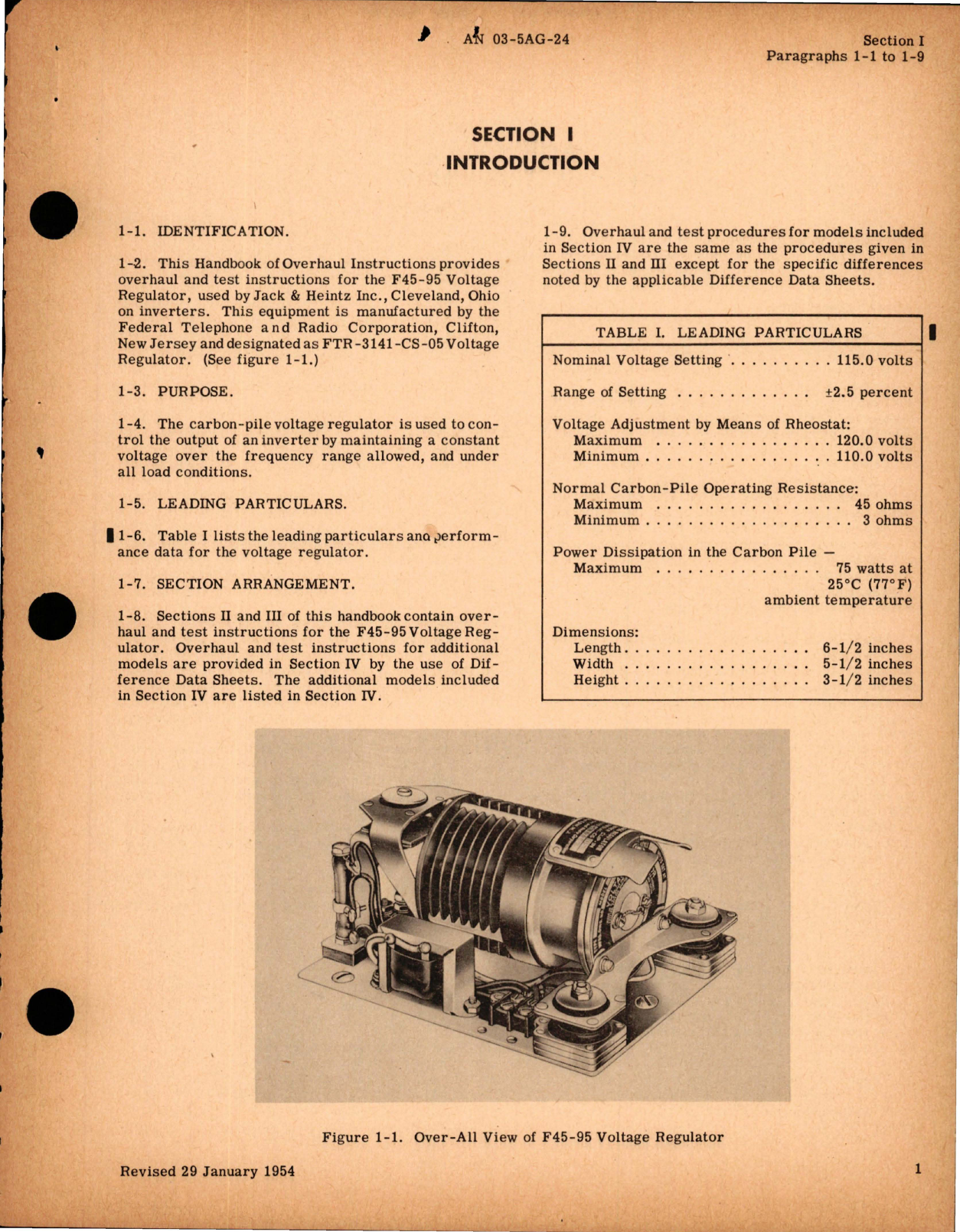 Sample page 5 from AirCorps Library document: Overhaul Instructions for Voltage Regulators - Models F36-70, F45-51, F45-90, F45-95, F49-70, and JH12999-3