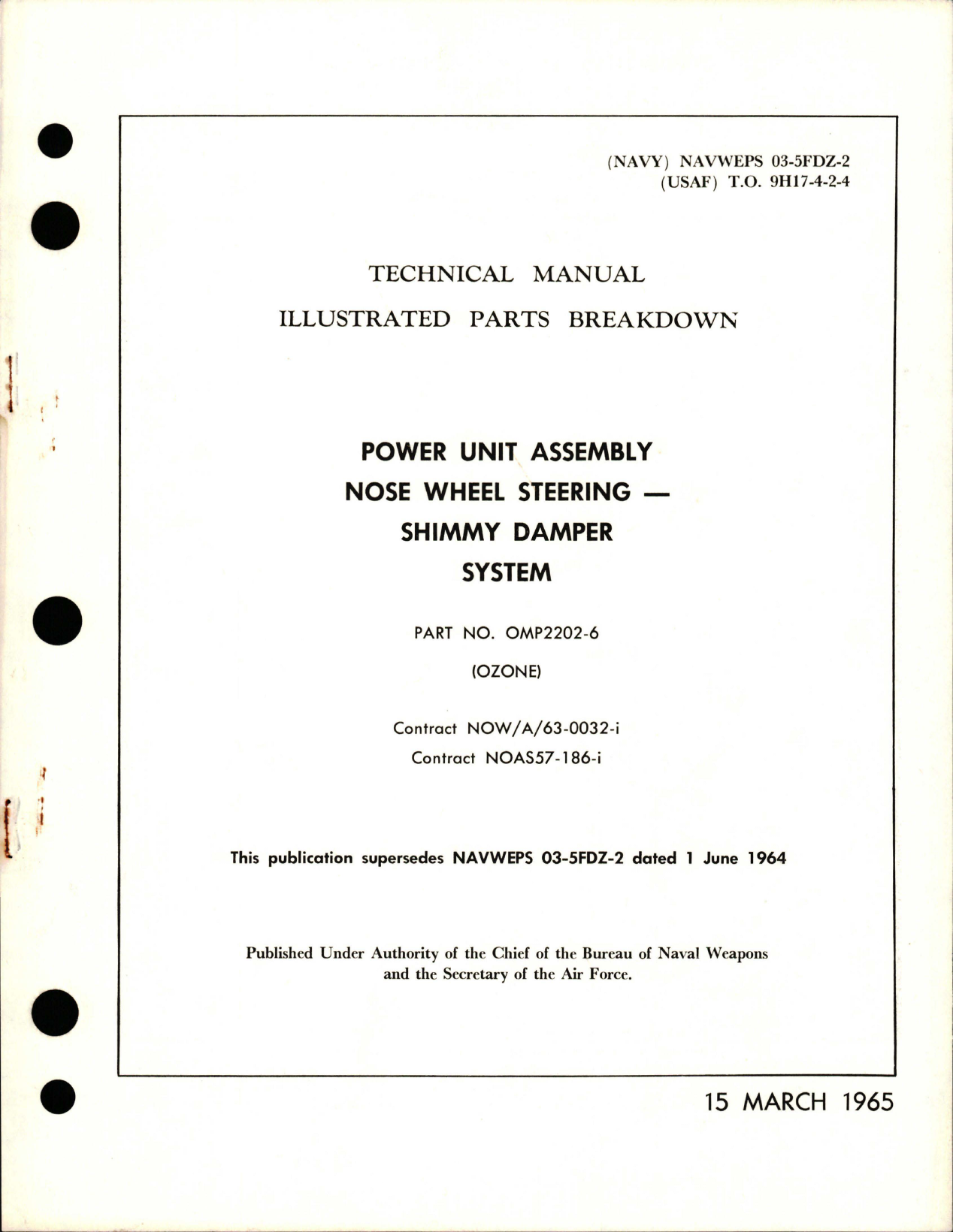 Sample page 1 from AirCorps Library document: Illustrated Parts Breakdown for Power Unit Assembly, Nose Wheel Steering Shimmy Damper System - Part OMP2202-6