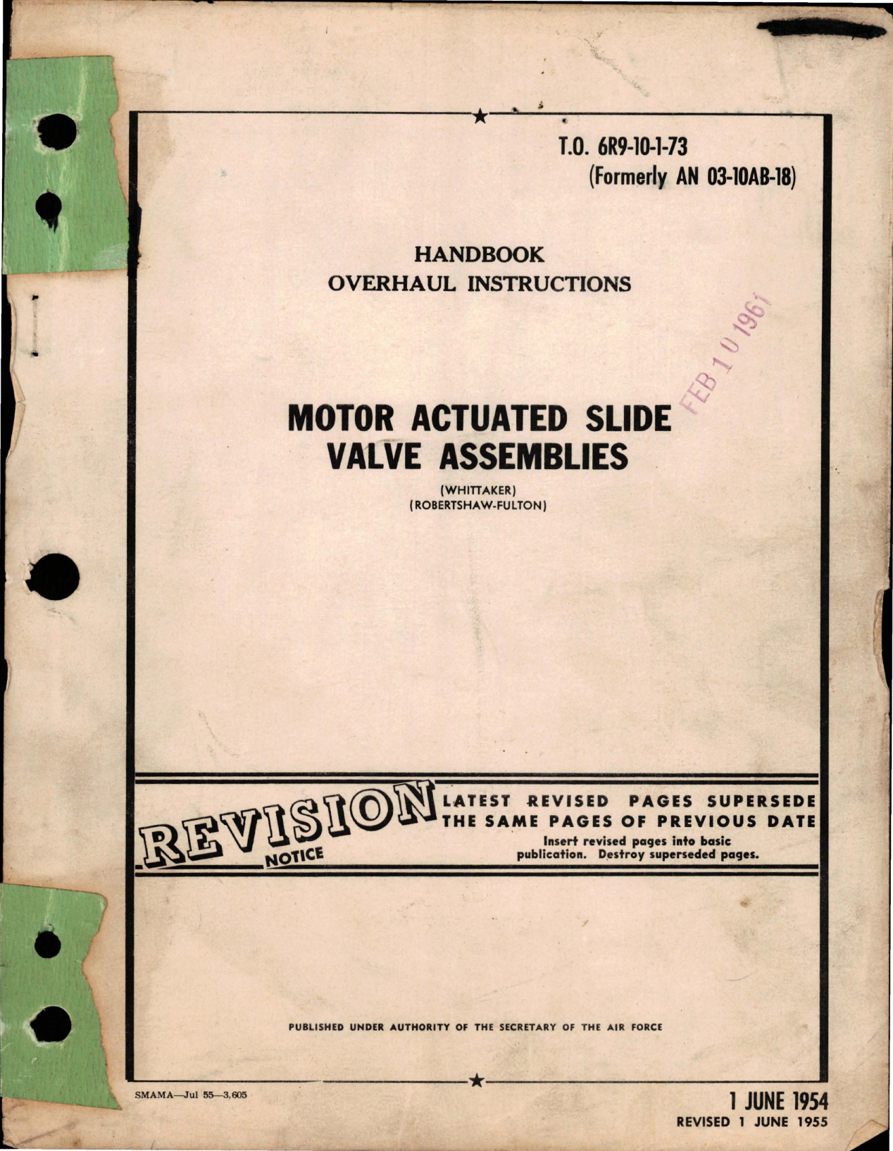 Sample page 1 from AirCorps Library document: Overhaul Instructions for Motor Actuated Slide Valve Assy (Whittaker