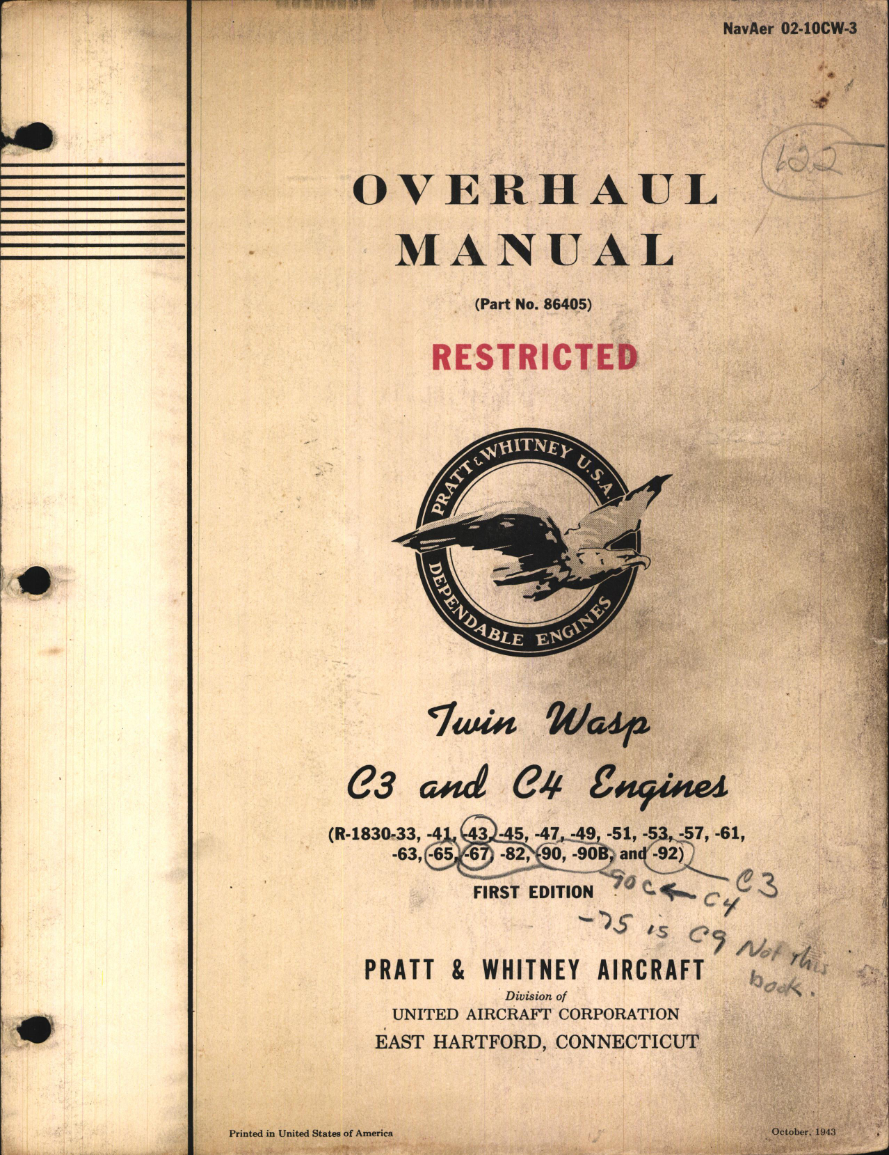 Sample page 1 from AirCorps Library document: Overhaul Manual for Twin Wasp C3 and C4 Engines