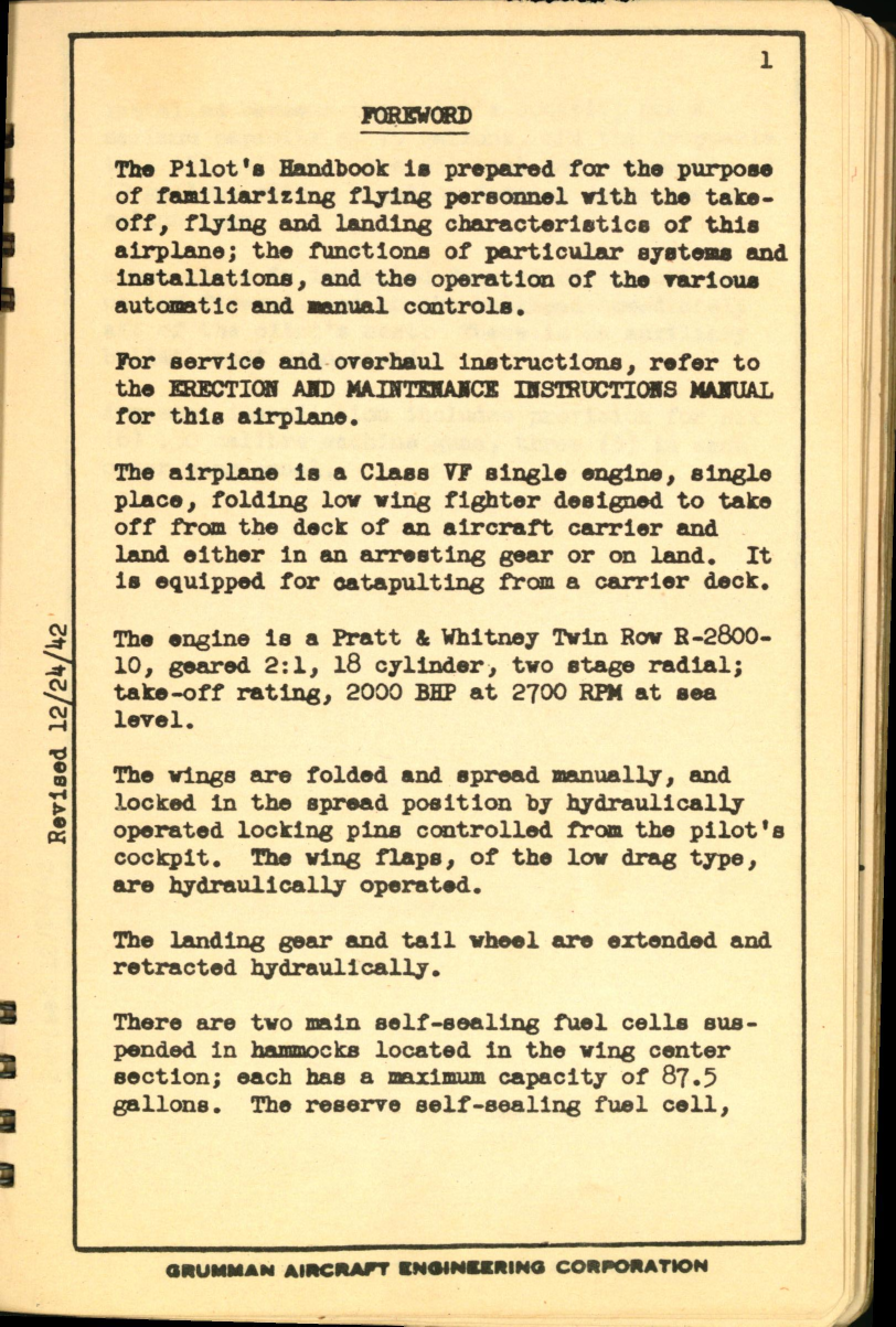 Sample page 5 from AirCorps Library document: Preliminary Pilot's Handbook for Model F6F-3 Airplane