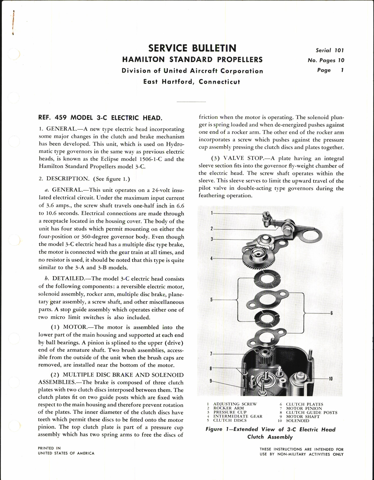 Sample page 1 from AirCorps Library document: Model 3-C Electric Head, Ref 459