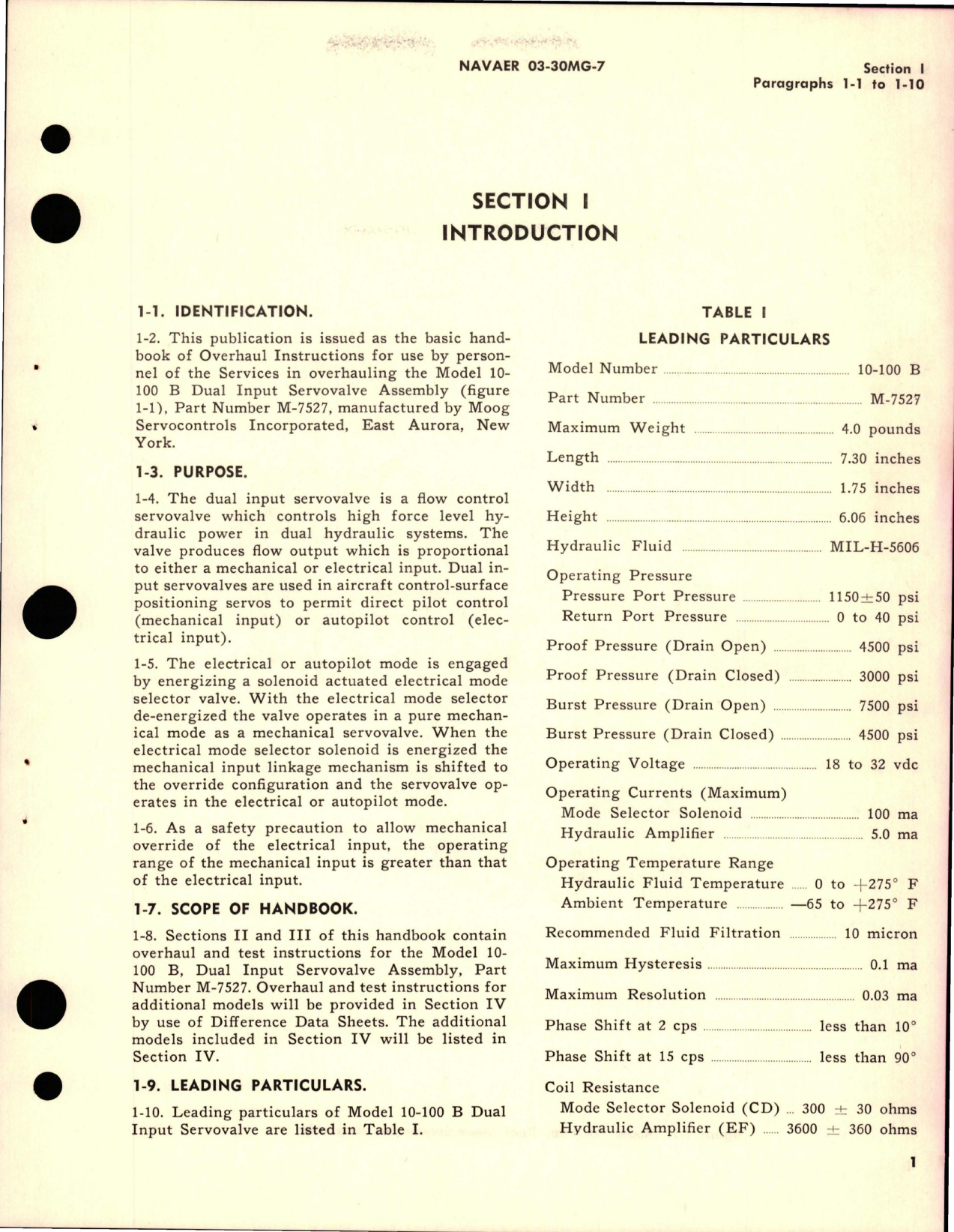 Sample page 5 from AirCorps Library document: Overhaul Instructions for Dual Input Servovalve Assembly - Model 10-100B - Part M-7527