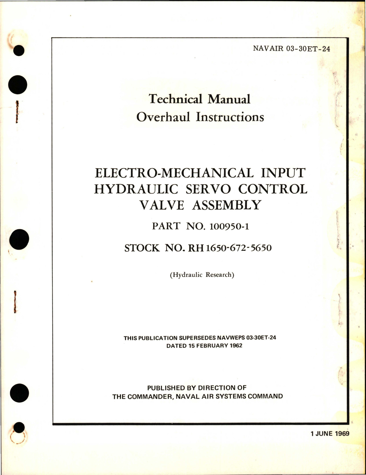 Sample page 1 from AirCorps Library document: Overhaul Instructions for Electro-Mechanical Input Hydraulic Servo Control Valve Assembly - Part 100950-1