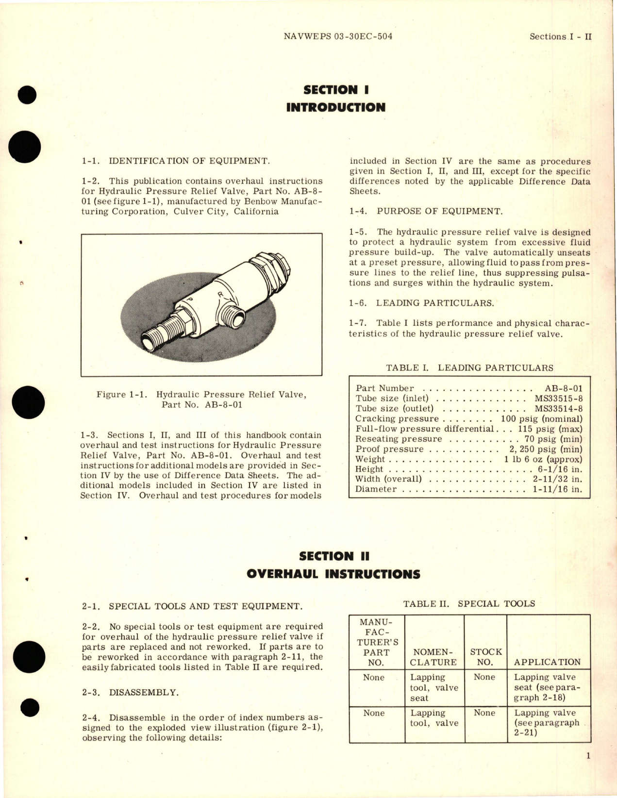 Sample page 5 from AirCorps Library document: Overhaul Instructions for Hydraulic Pressure Relief Valves - Parts AB-8-01, AB-8-02, AB-8-02A, AB-8-03, and AB-68-04 