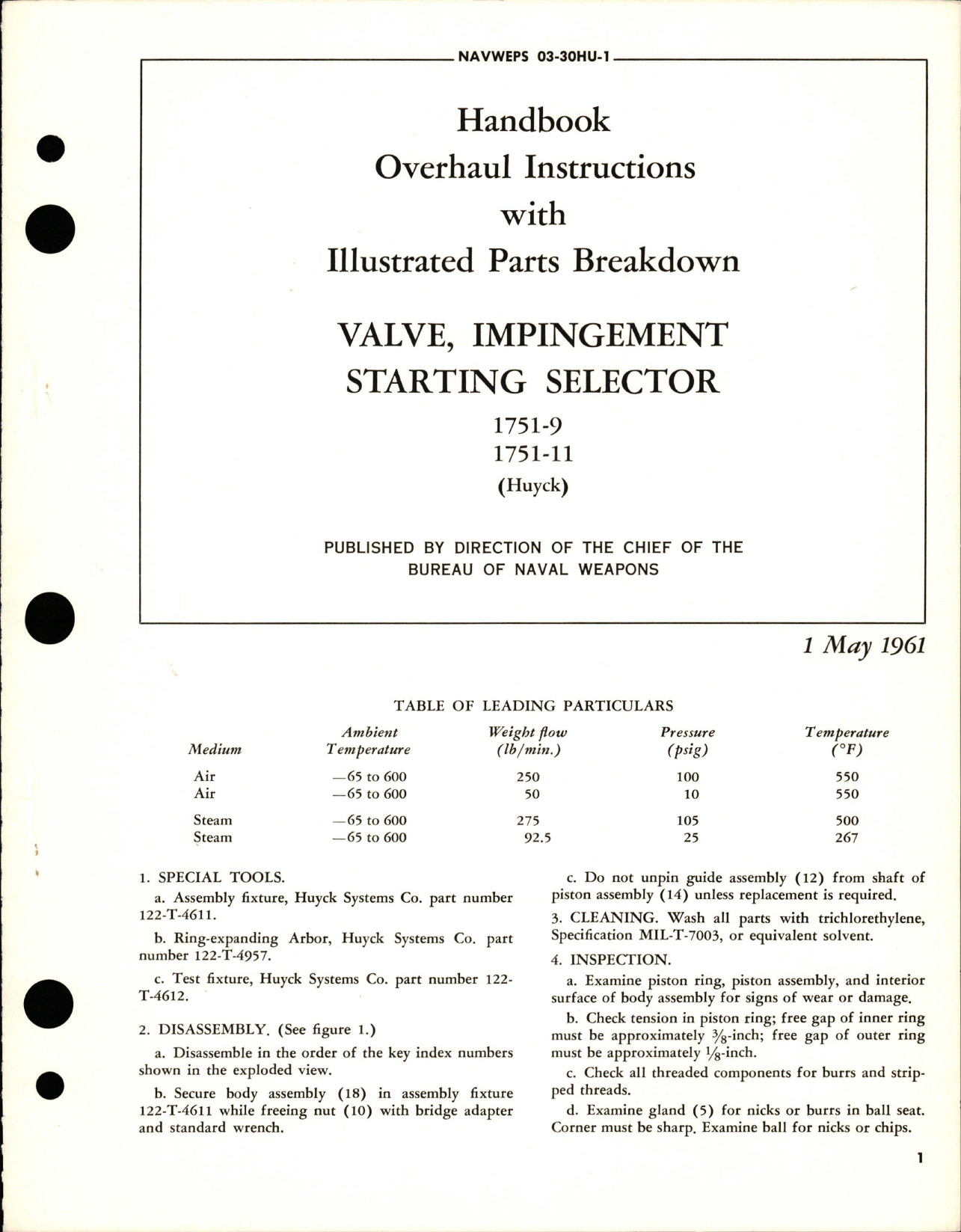 Sample page 1 from AirCorps Library document: Overhaul Instructions with Illustrated Parts Breakdown for Impingement Starting Selector - 1751-9 and 1751-11