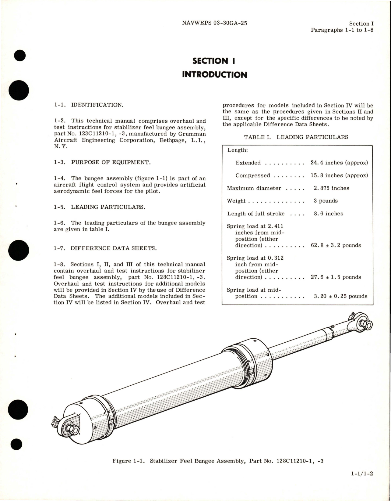 Sample page 5 from AirCorps Library document: Overhaul Instructions for Stabilizer Feel Bungee Assy - Part 128C11210-1 and 128C11210-3 