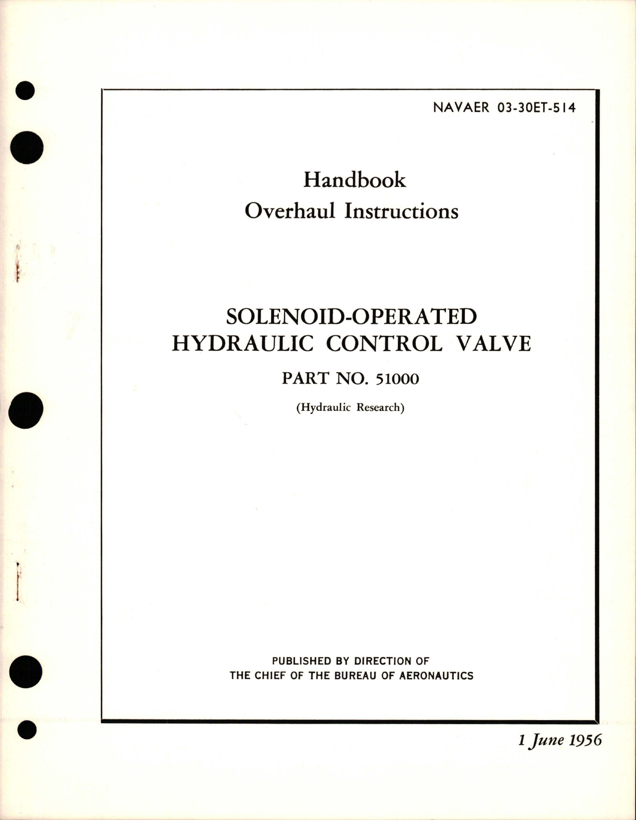 Sample page 1 from AirCorps Library document: Overhaul Instructions for Solenoid-Operated Hydraulic Control Valve - Part 51000 