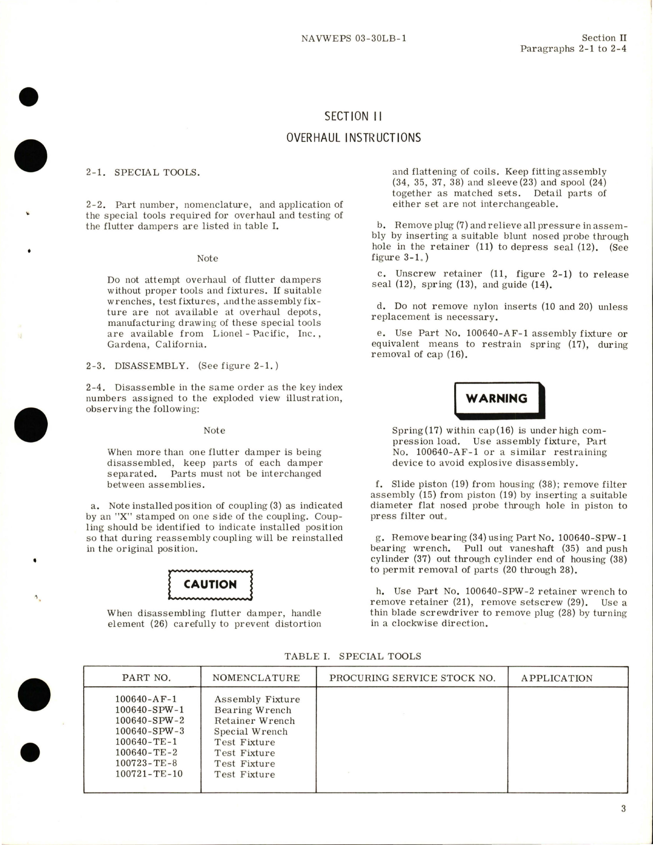 Sample page 7 from AirCorps Library document: Overhaul Instructions for Flutter Dampers - Parts 100721A, 100721A-1, 100721A-3, 100723A, and 100723A-1
