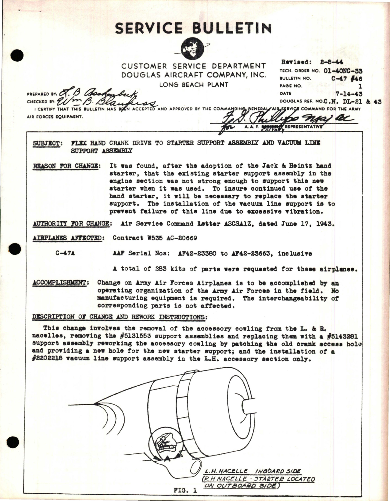 Sample page 1 from AirCorps Library document: Flex Hand Crank Drive to Starter Support Assembly and Vacuum Line Support Assembly