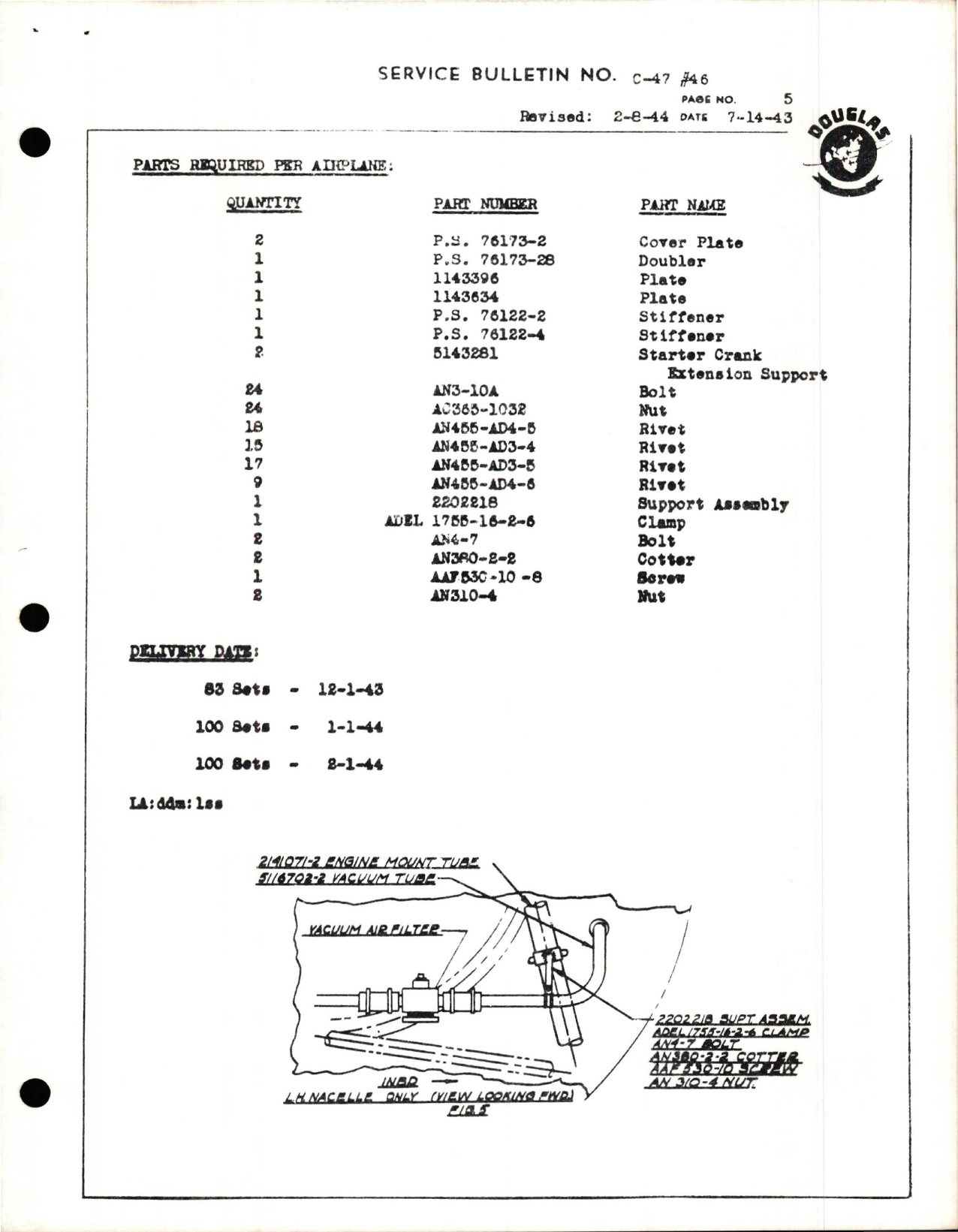 Sample page 5 from AirCorps Library document: Flex Hand Crank Drive to Starter Support Assembly and Vacuum Line Support Assembly