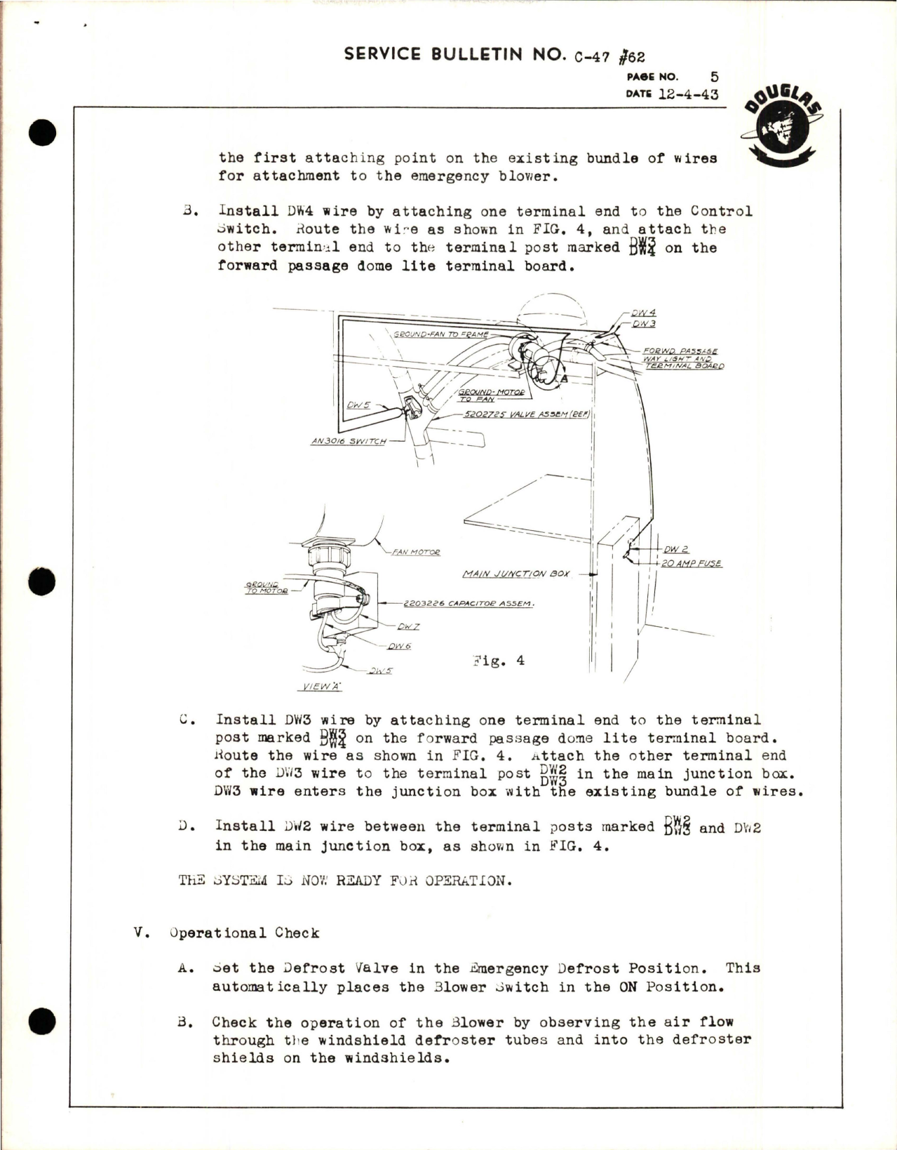 Sample page 5 from AirCorps Library document: Installation of Emergency Defrost System for Pilot's and Co-Pilot's Windshields