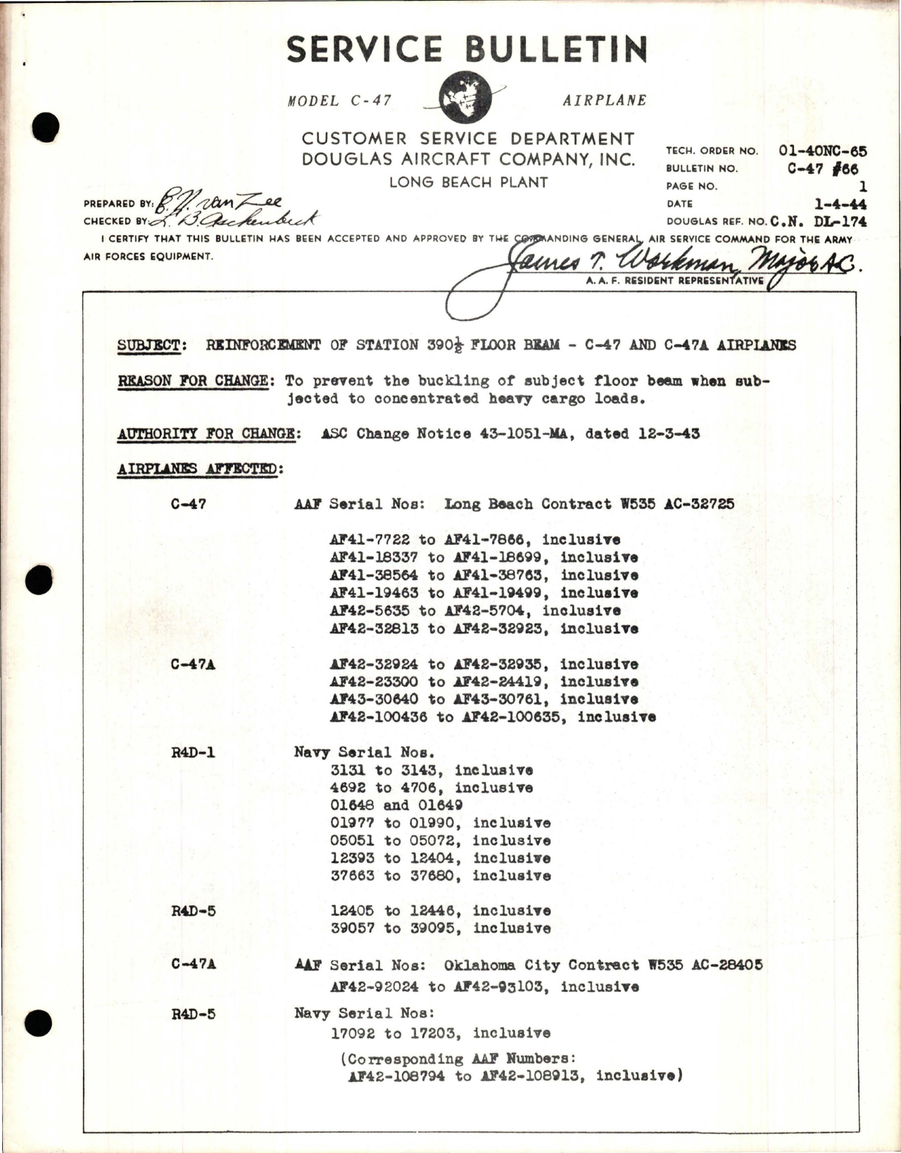 Sample page 1 from AirCorps Library document: Reinforcement of Station 390 1/2 Floor Beam