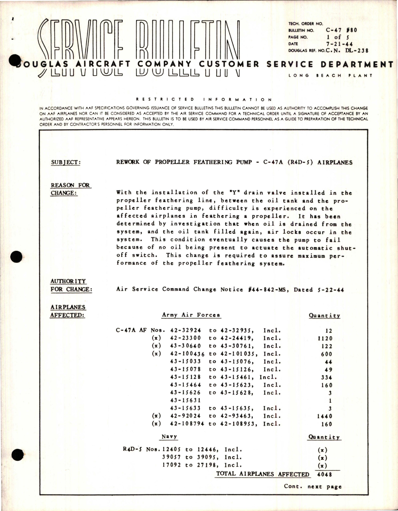 Sample page 1 from AirCorps Library document: Rework of Propeller Feathering Pump